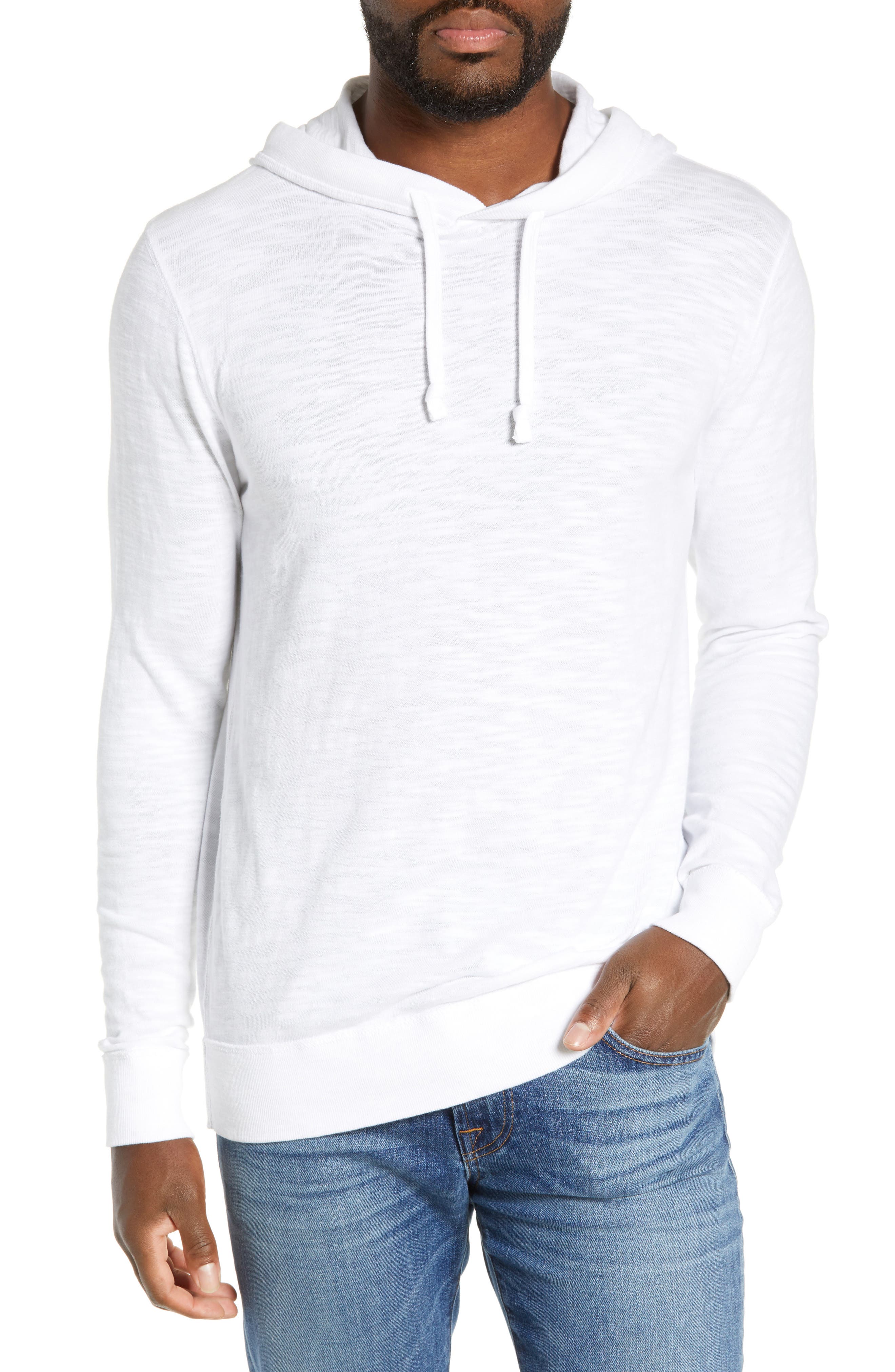 Faherty Slubbed Cotton Hooded Pullover, White