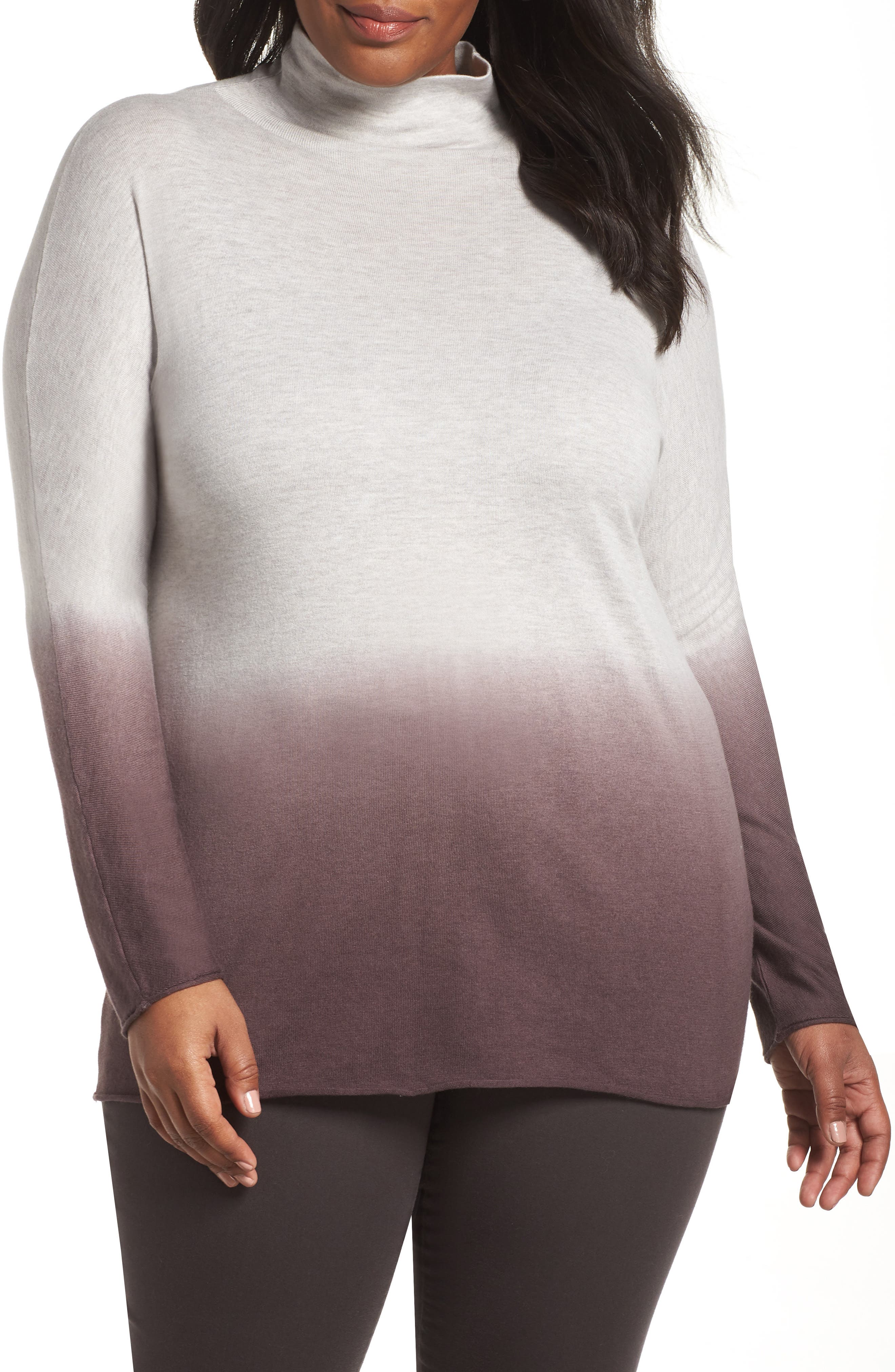 Plus Size Nic+Zoe Traveler Ombre Turtleneck, Purple