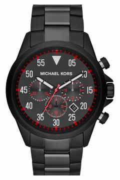 Michael Kors☆Gage Stainless-Steel and Leather Watch☆セール
