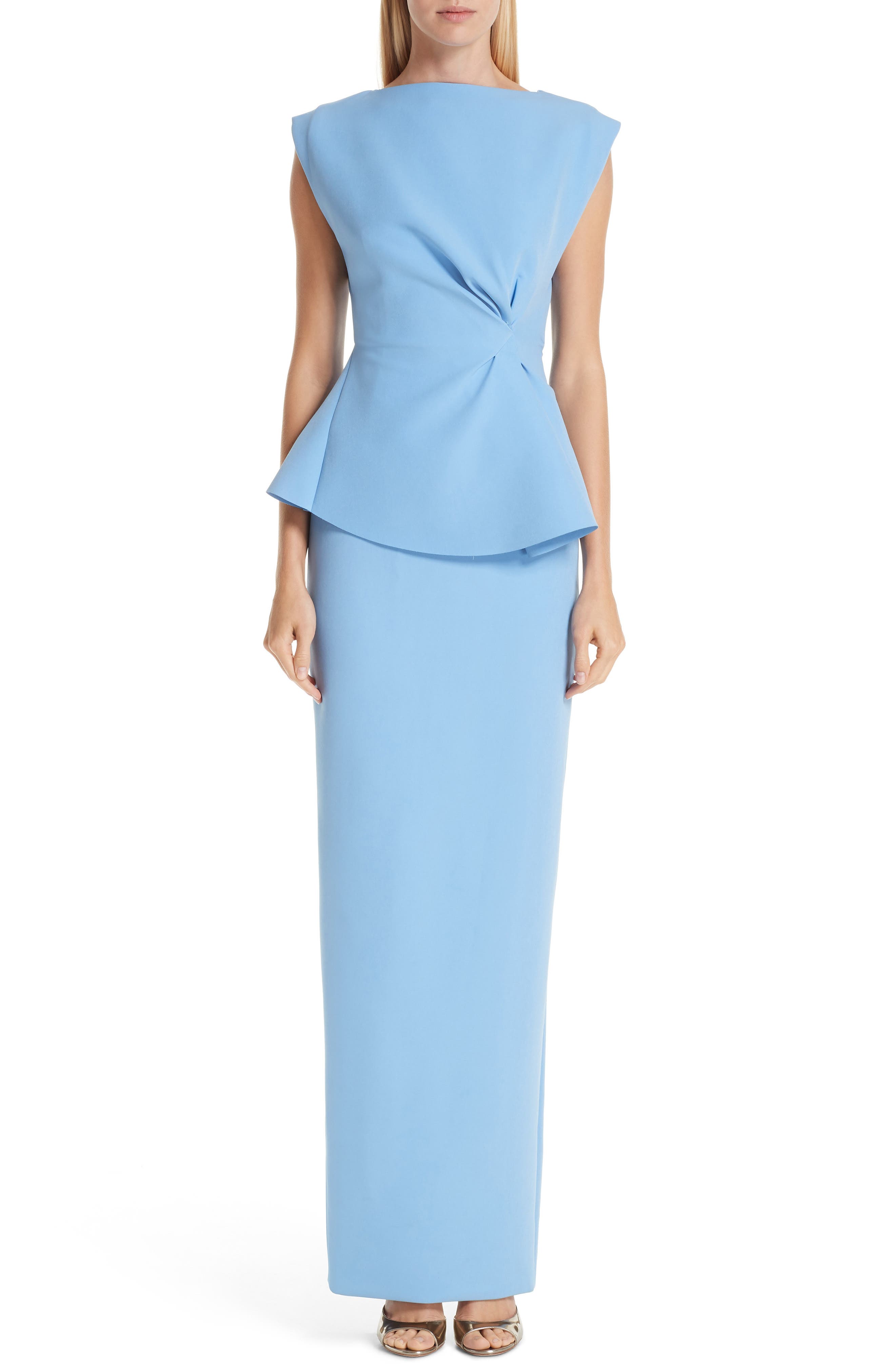Rachel Gilbert Adelaide Crepe Peplum Gown
