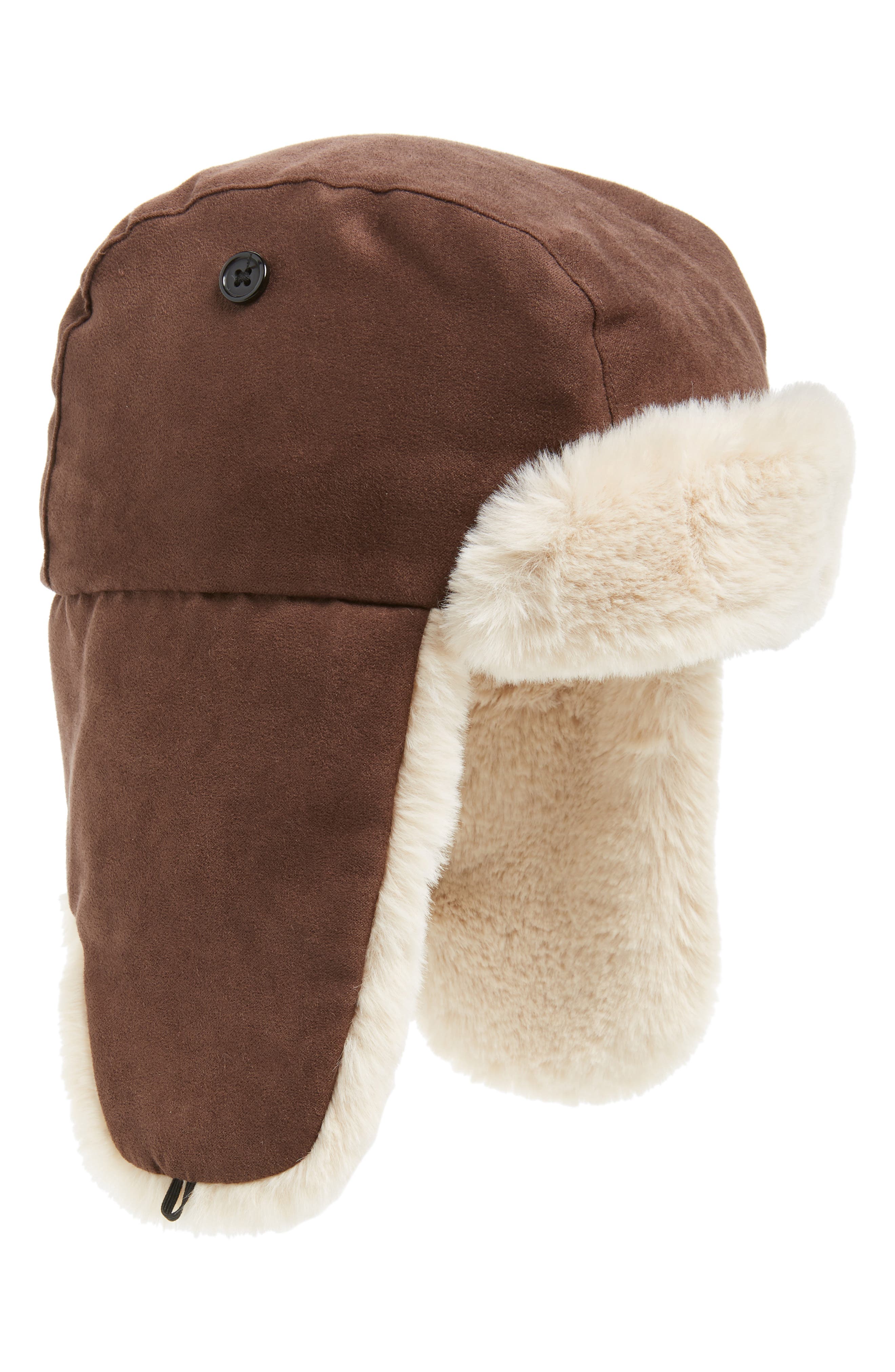Faux Fur Lined Trapper Hat,
                        Main,
                        color, DARK BROWN