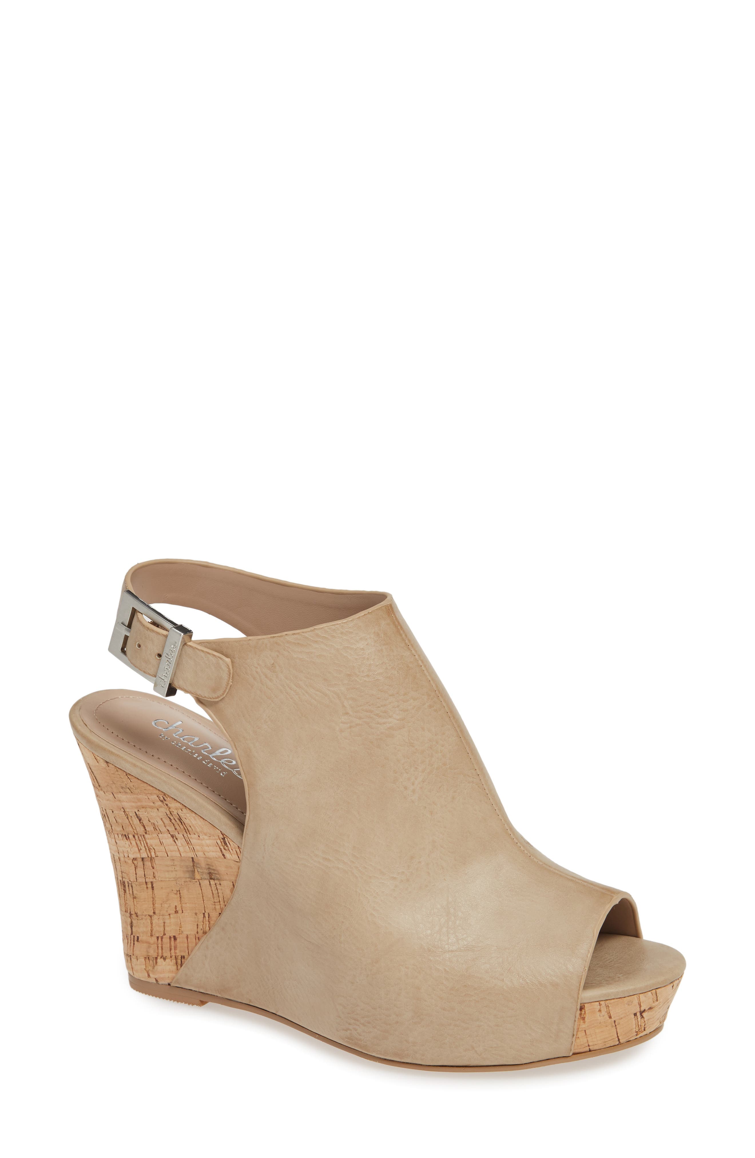 Charles By Charles David Lobby Slingback Wedge Sandal- Beige