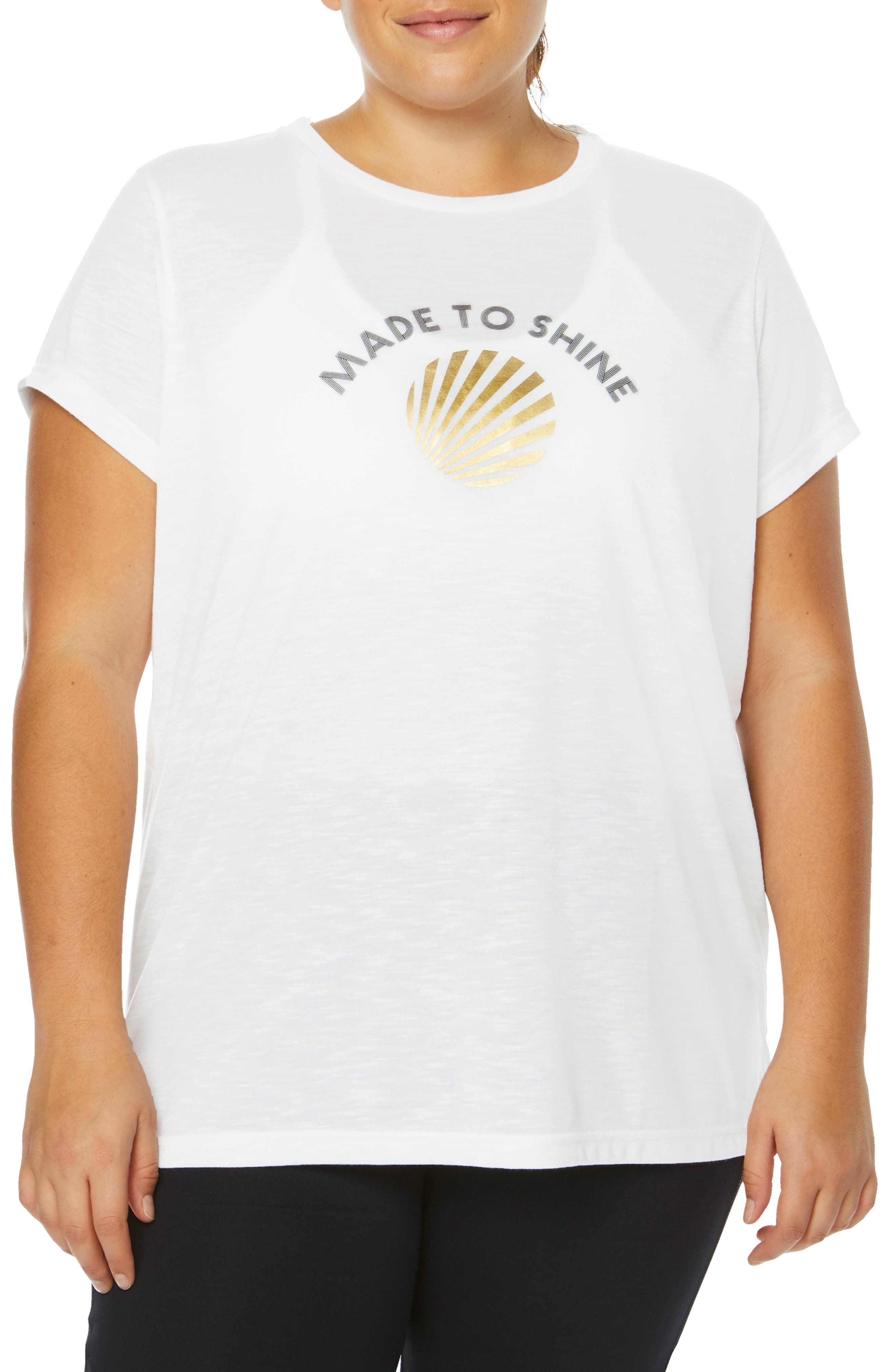 Plus Size Shape Activewear Dancers Graphic Tee, White