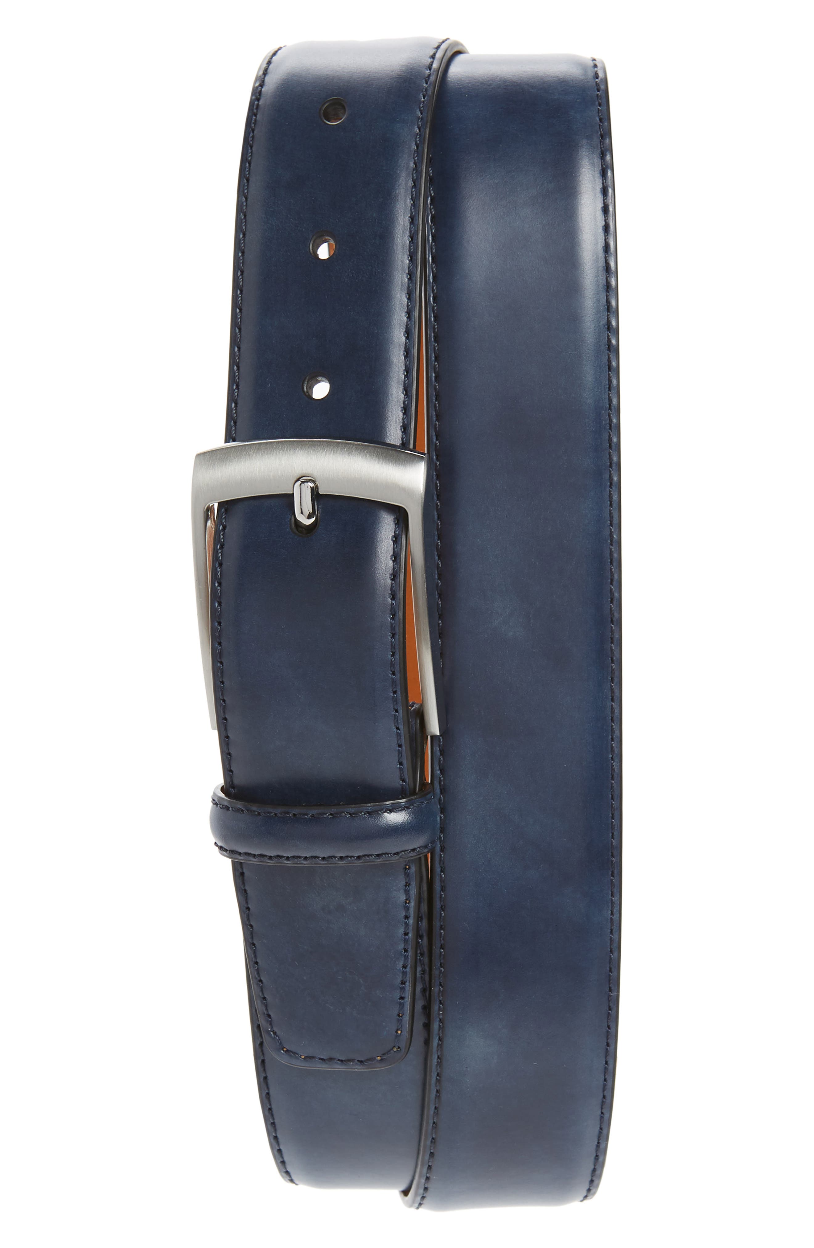 Magnanni Rafael Leather Belt, Navy