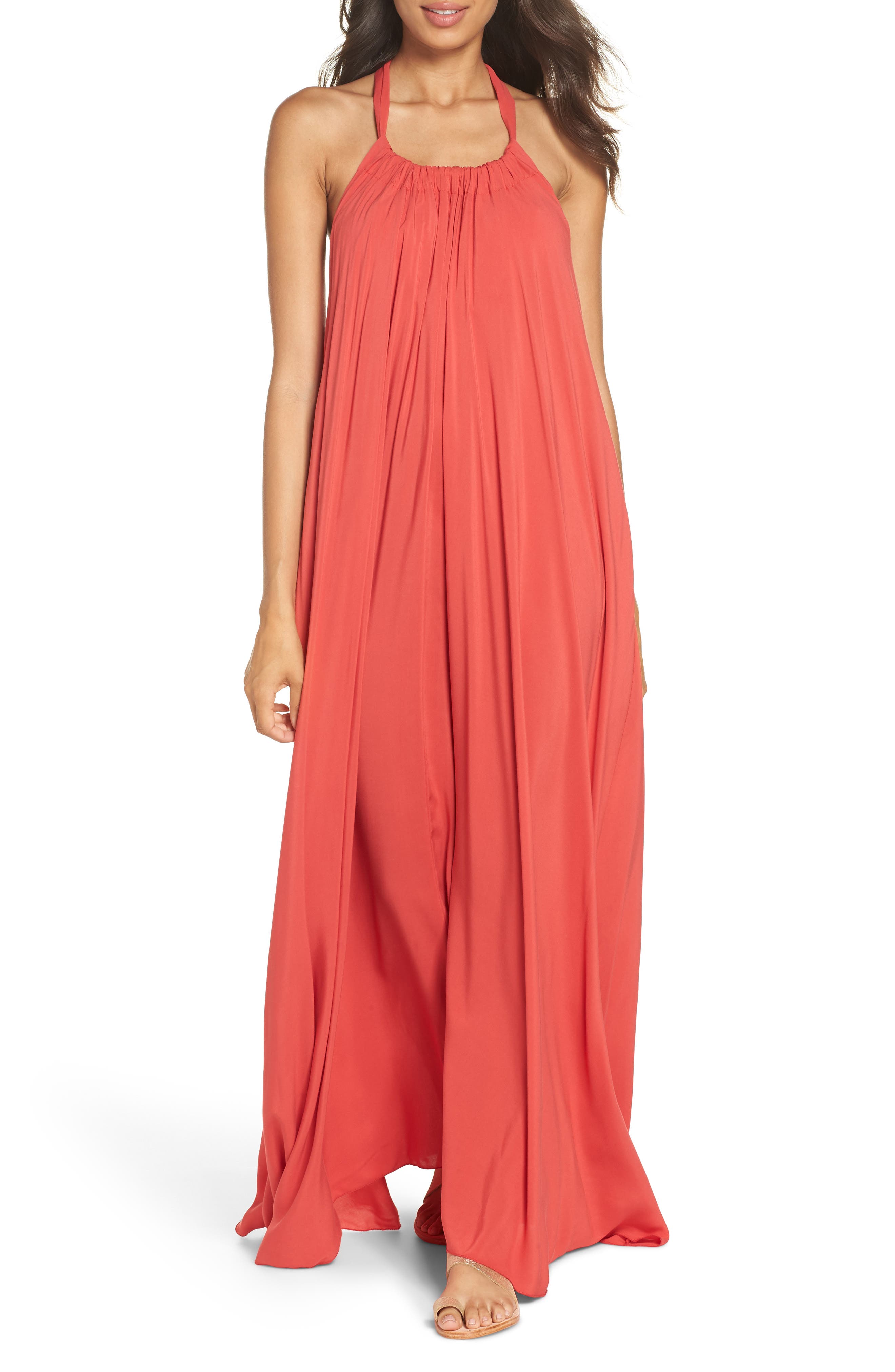 Elan Cover-Up Maxi Dress, Coral
