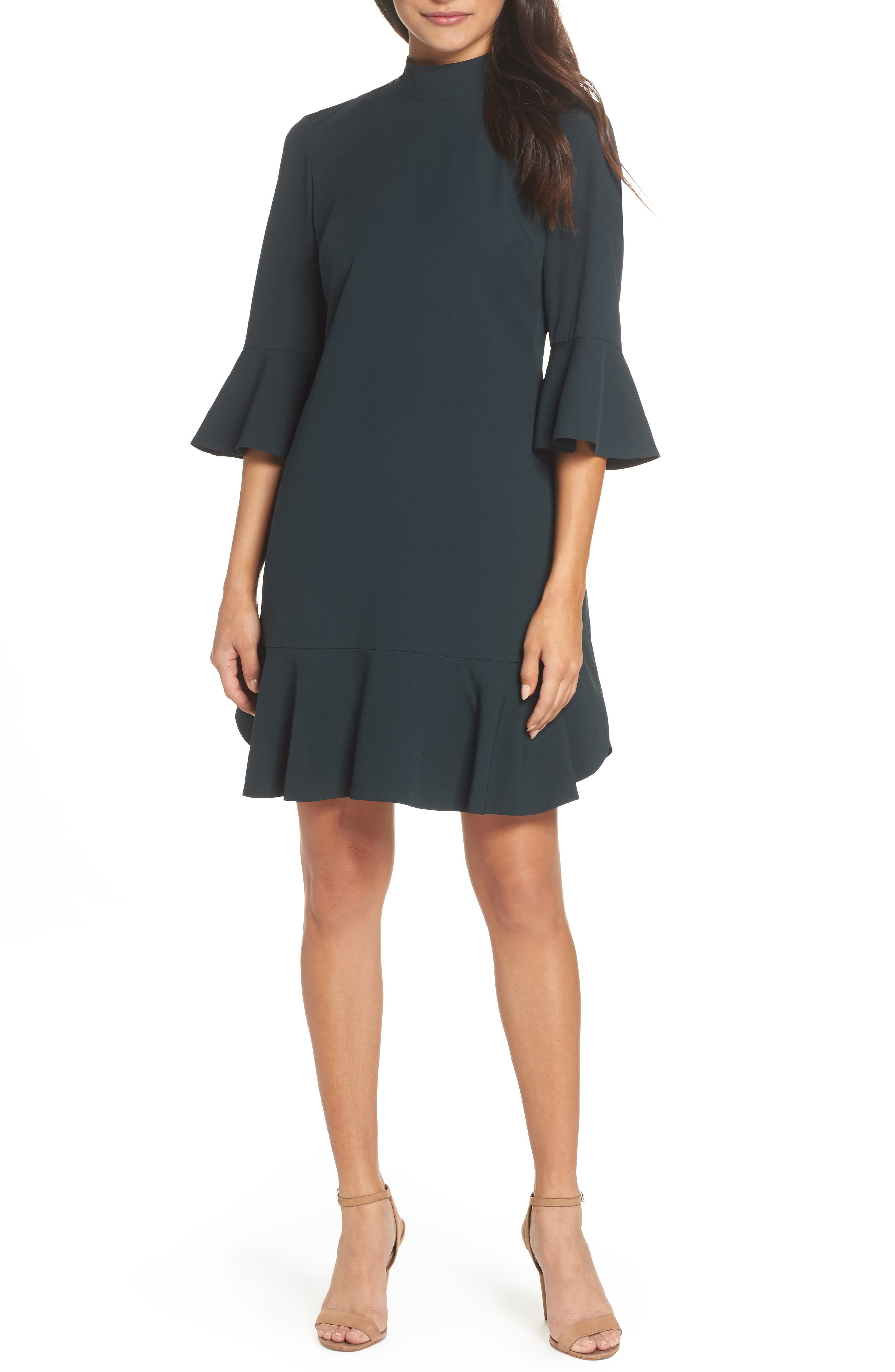 Chelsea28 Ruffle Sleeve Shift Dress, Green