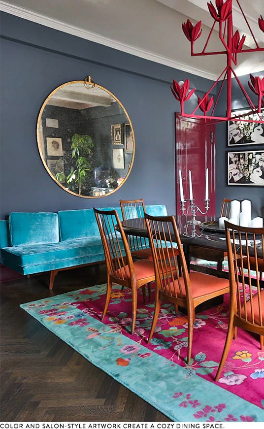 Brett Heyman's colorful and cozy dining space.