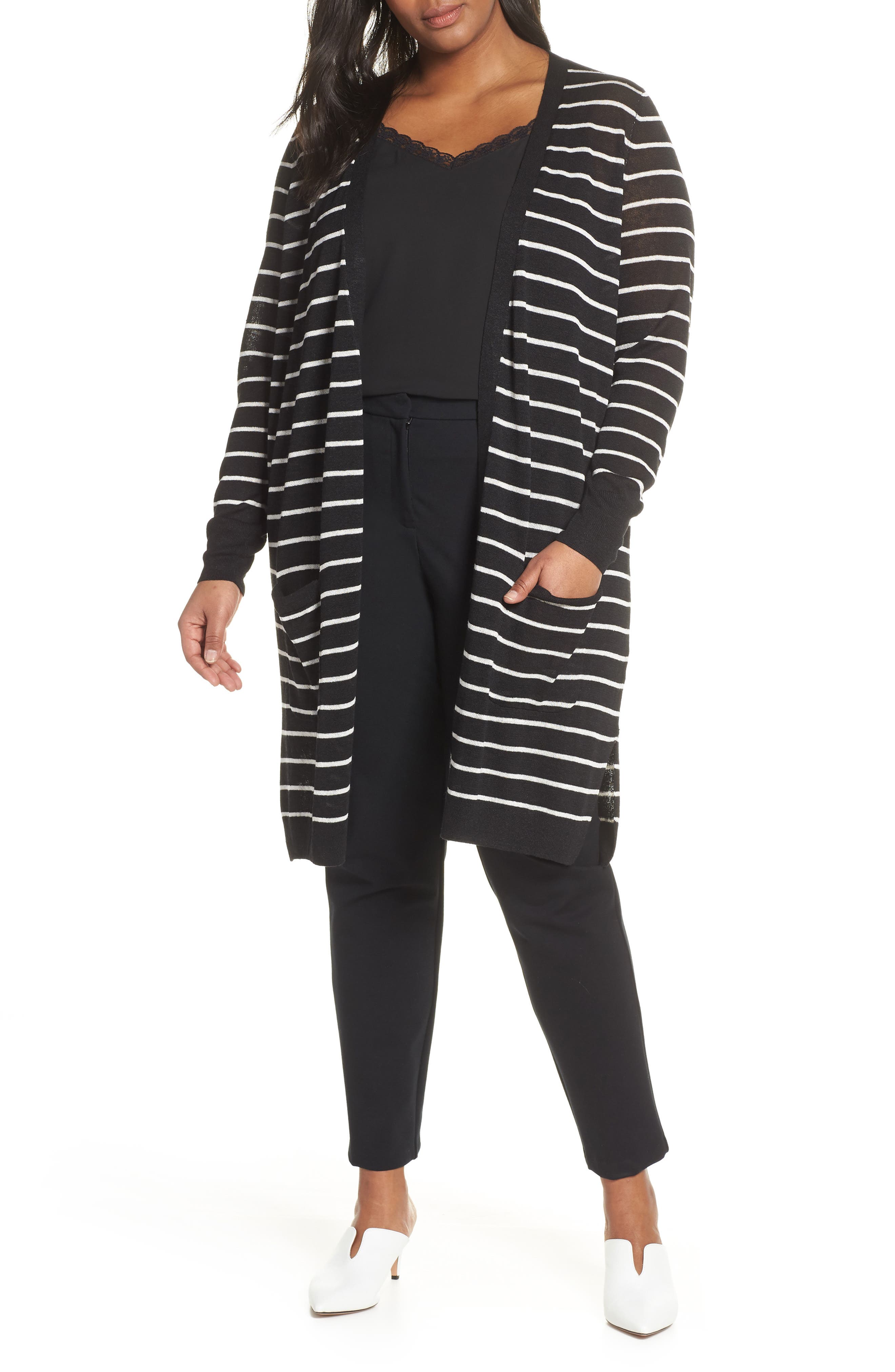 Plus Size Halogen Long Cardigan, Black