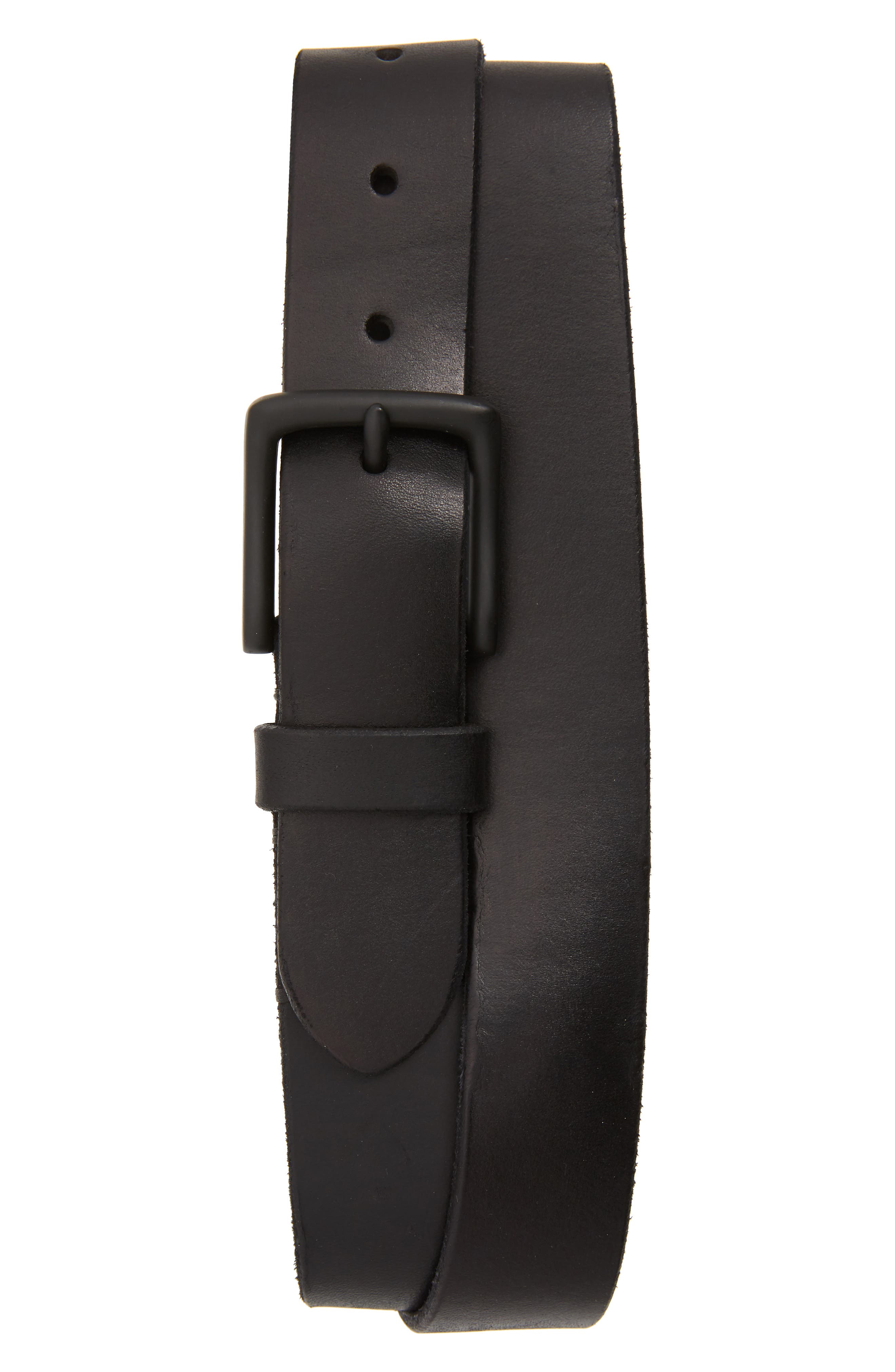 Allsaints Leather Belt, Black/ Matte Black
