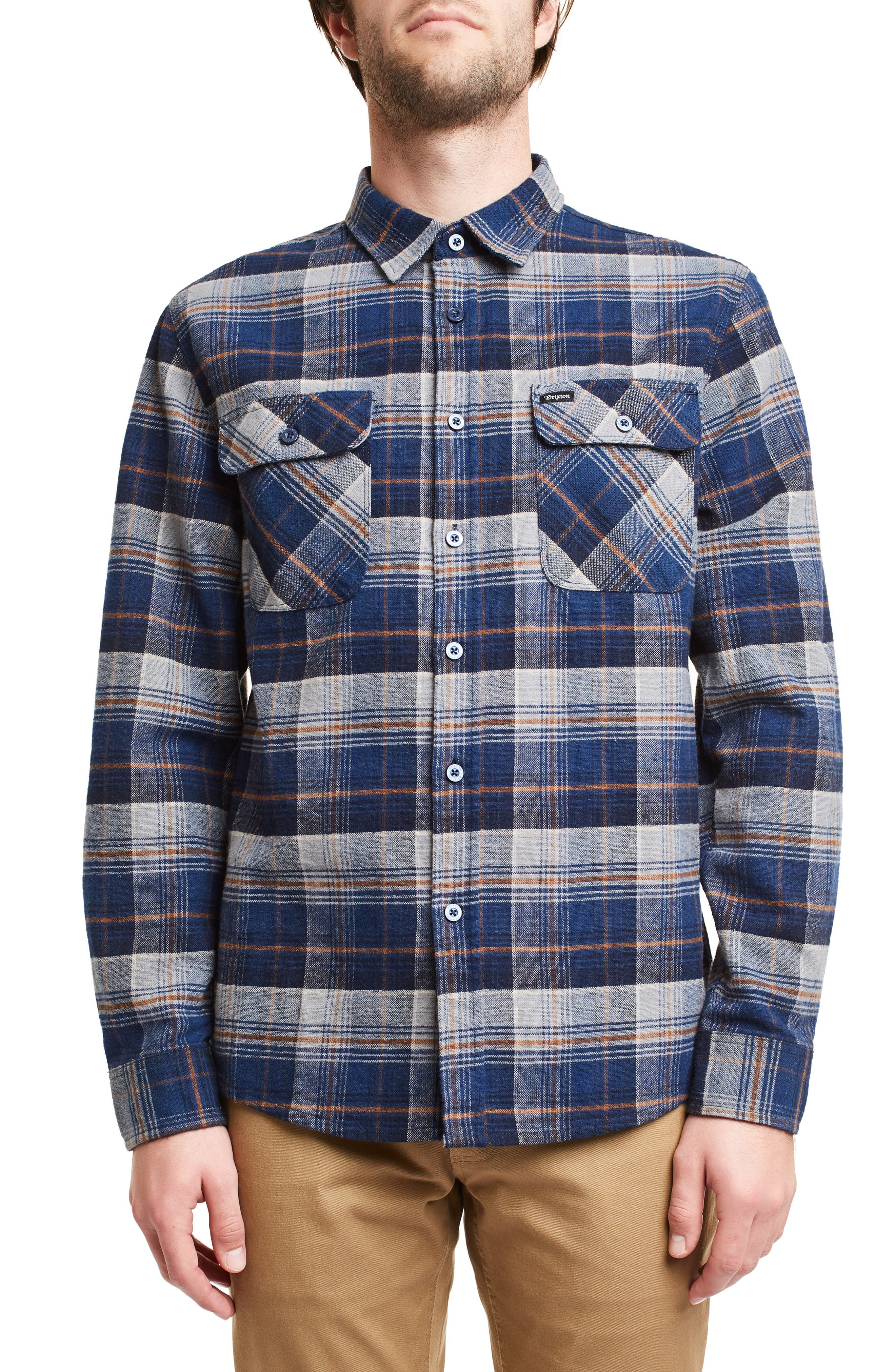 Brixton Bowery Plaid Flannel Shirt, Blue