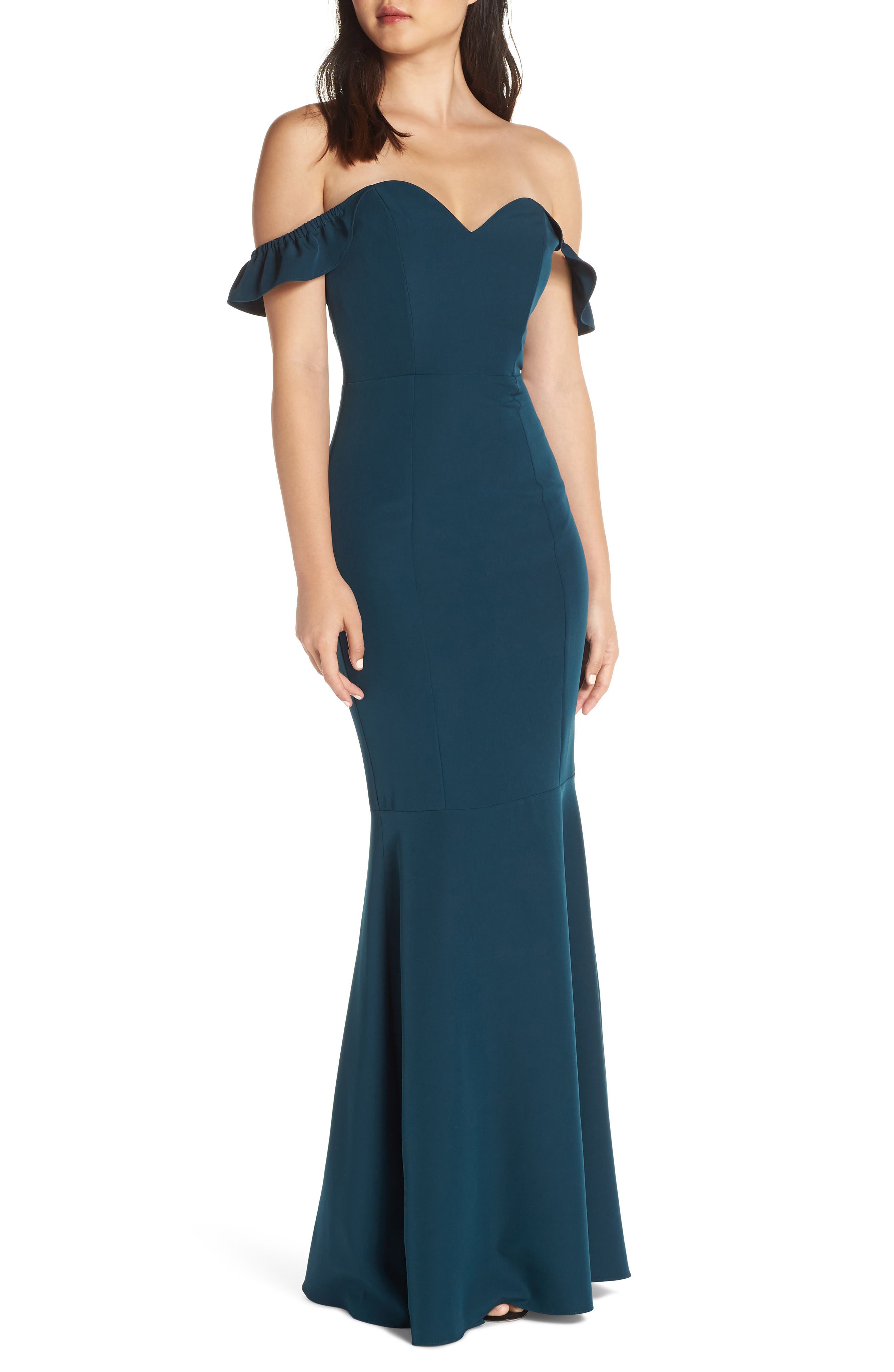 Wayf The Gabrielle Strapless Trumpet Gown, Blue