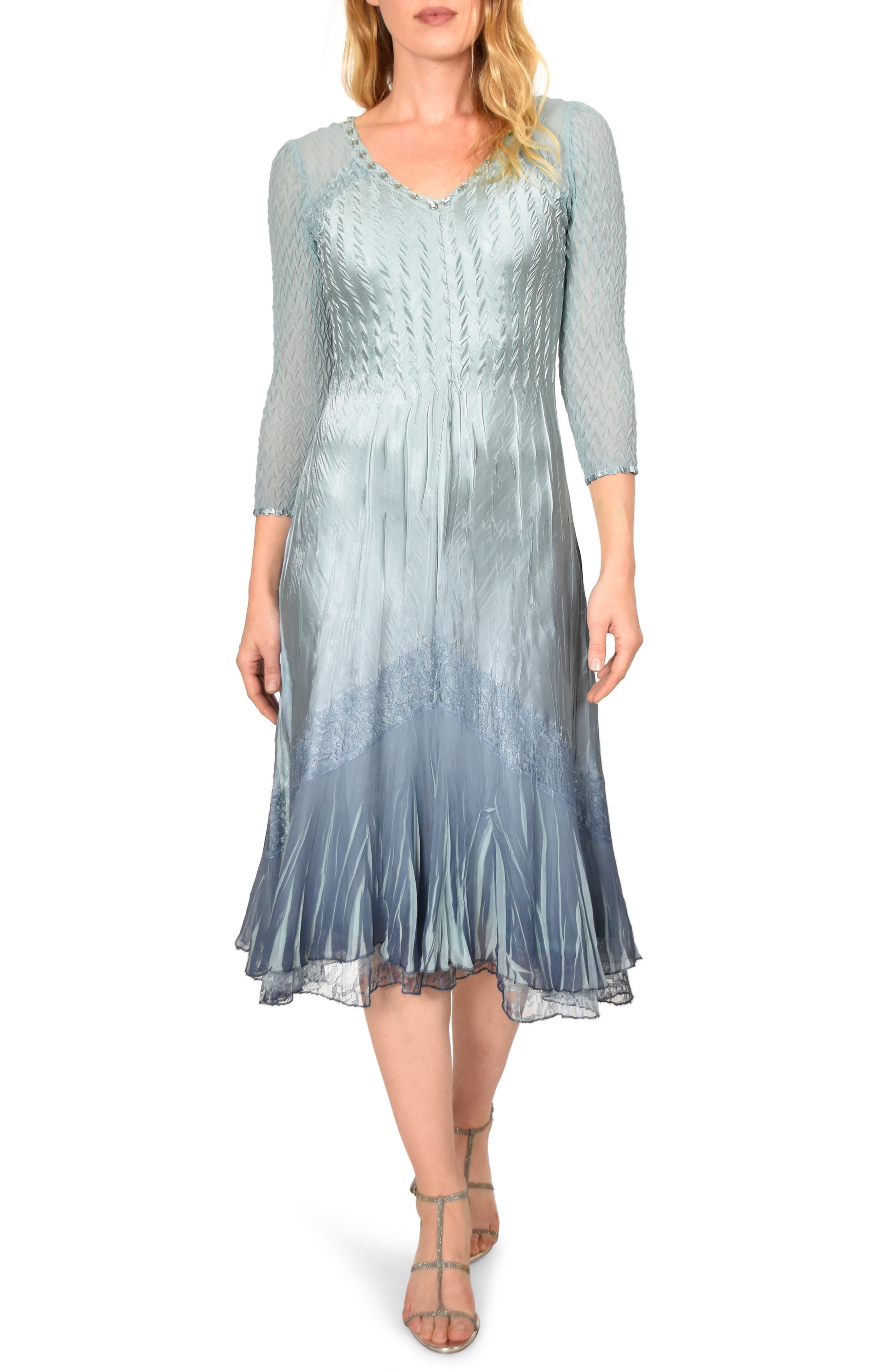 Komarov Chiffon Sleeve Midi Dress, Blue
