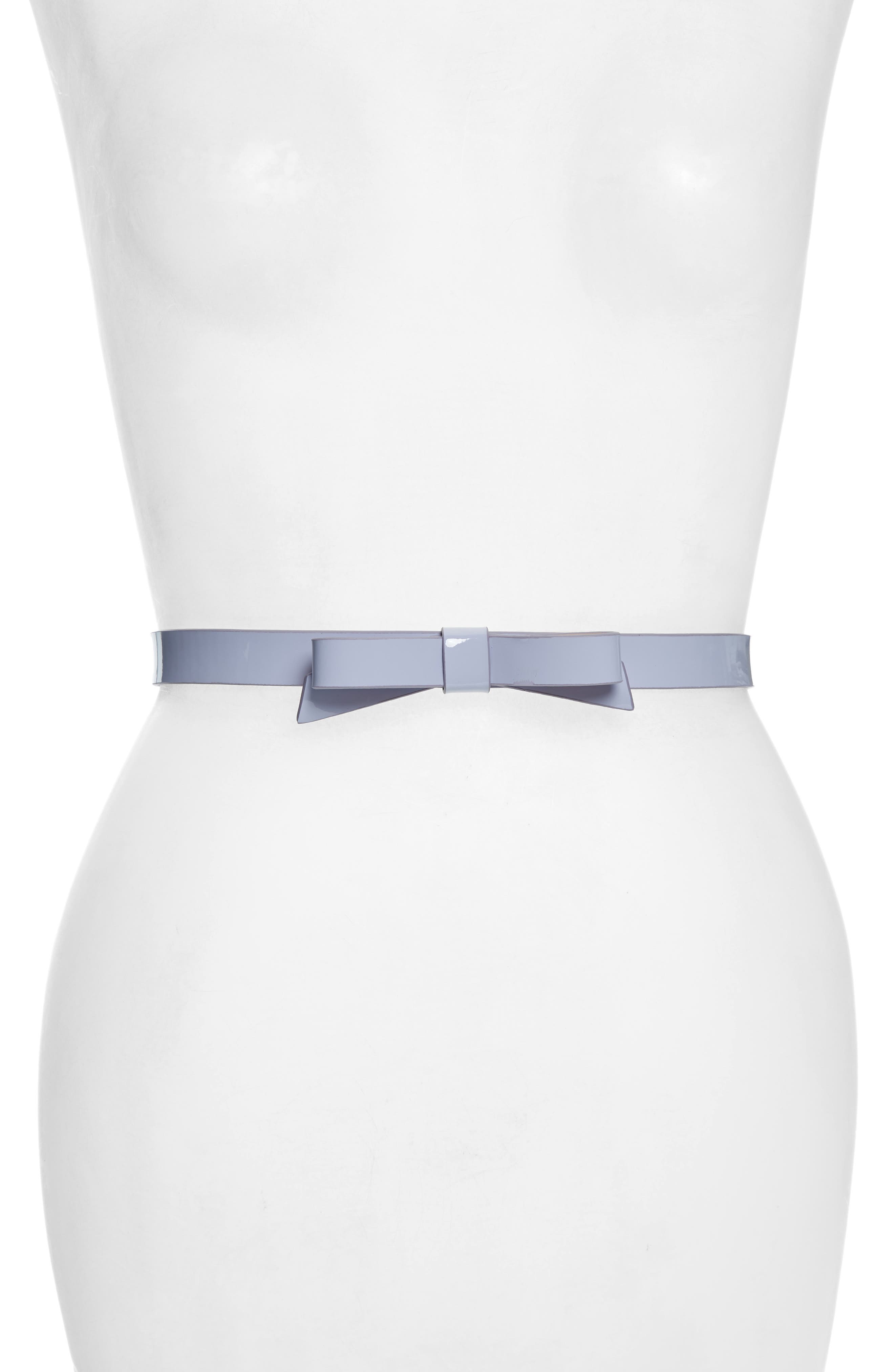 Kate Spade New York Classic Bow Leather Skinny Belt, Frozen Lilac