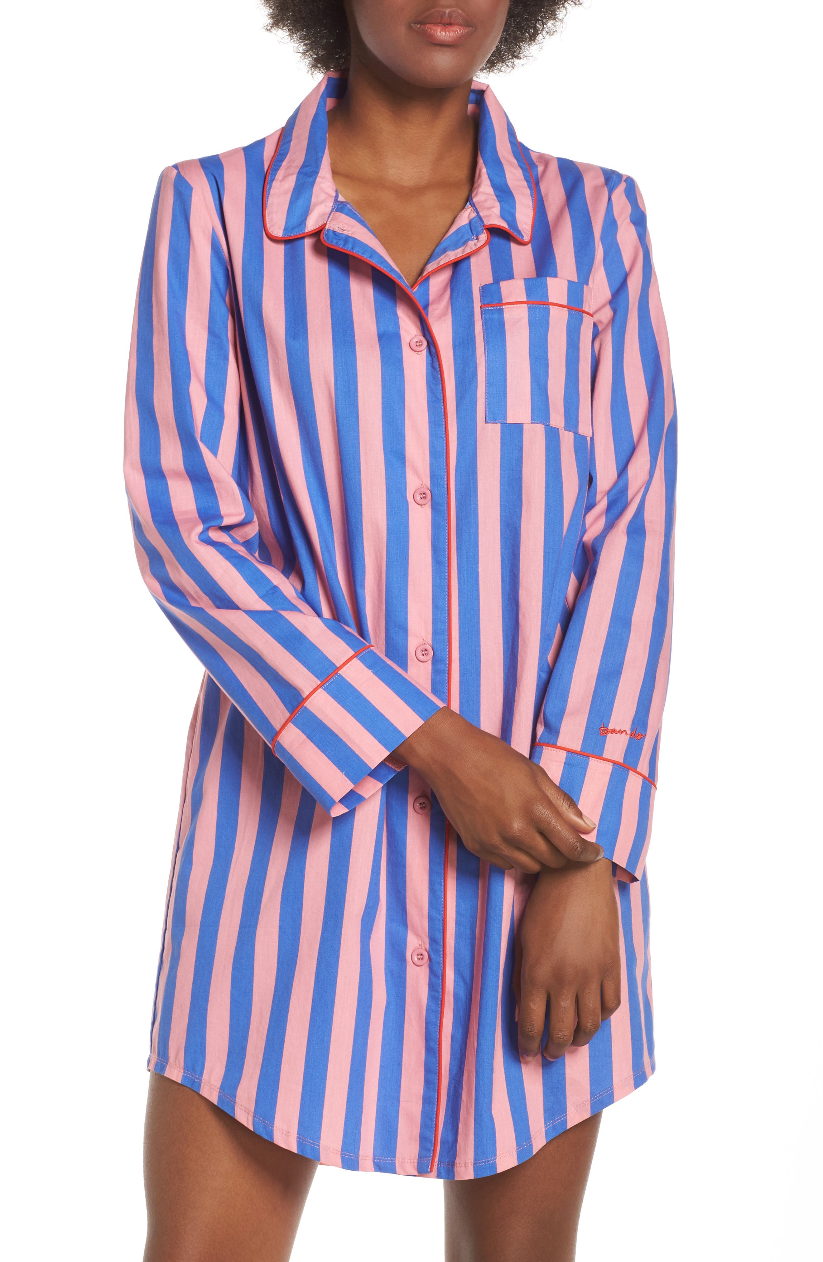 Ban. do Stripe Sleep Shirt, Pink