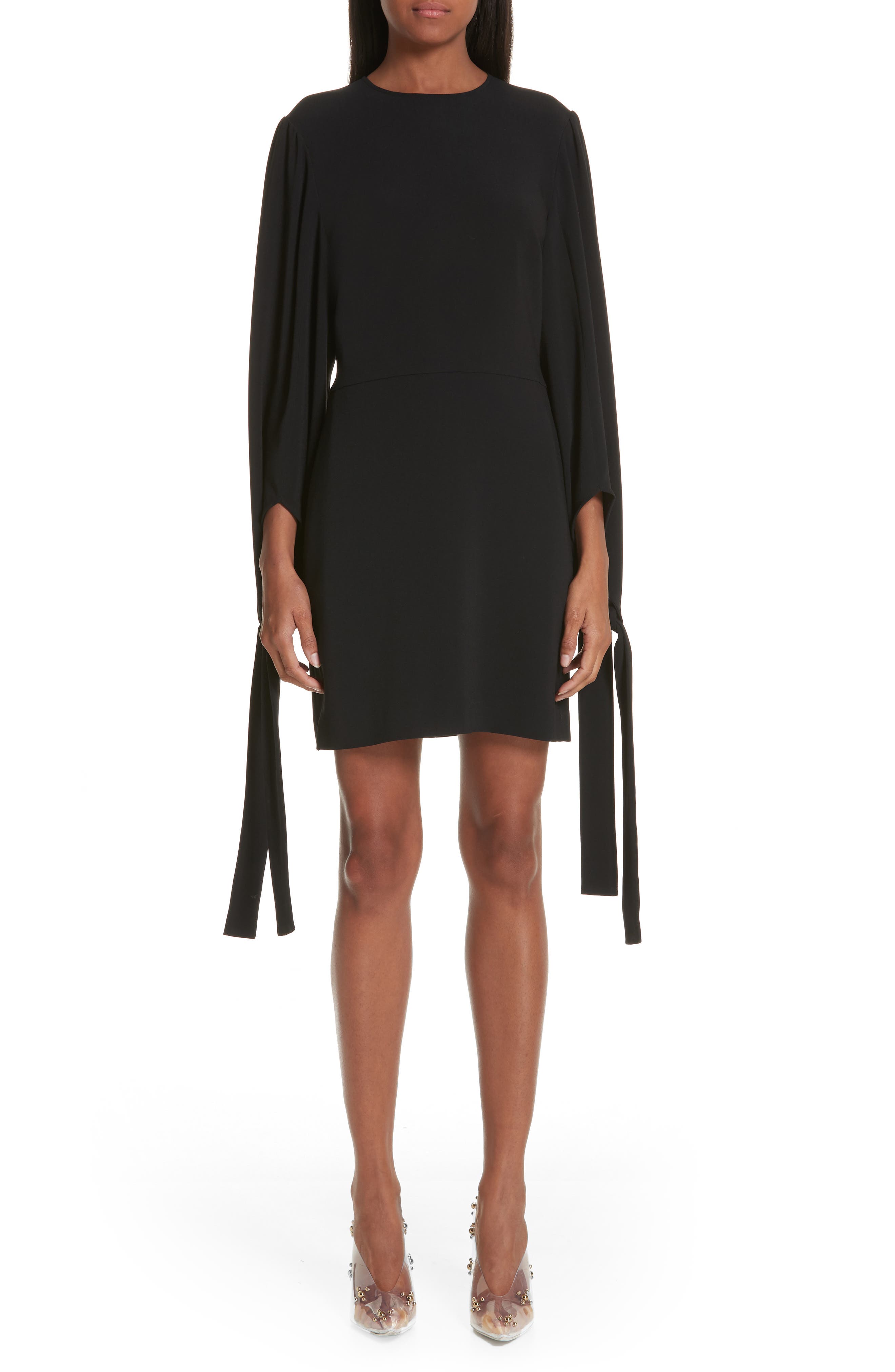 Stella Mccartney Tie Cuff Stretch Cady Dress, 8 IT - Black