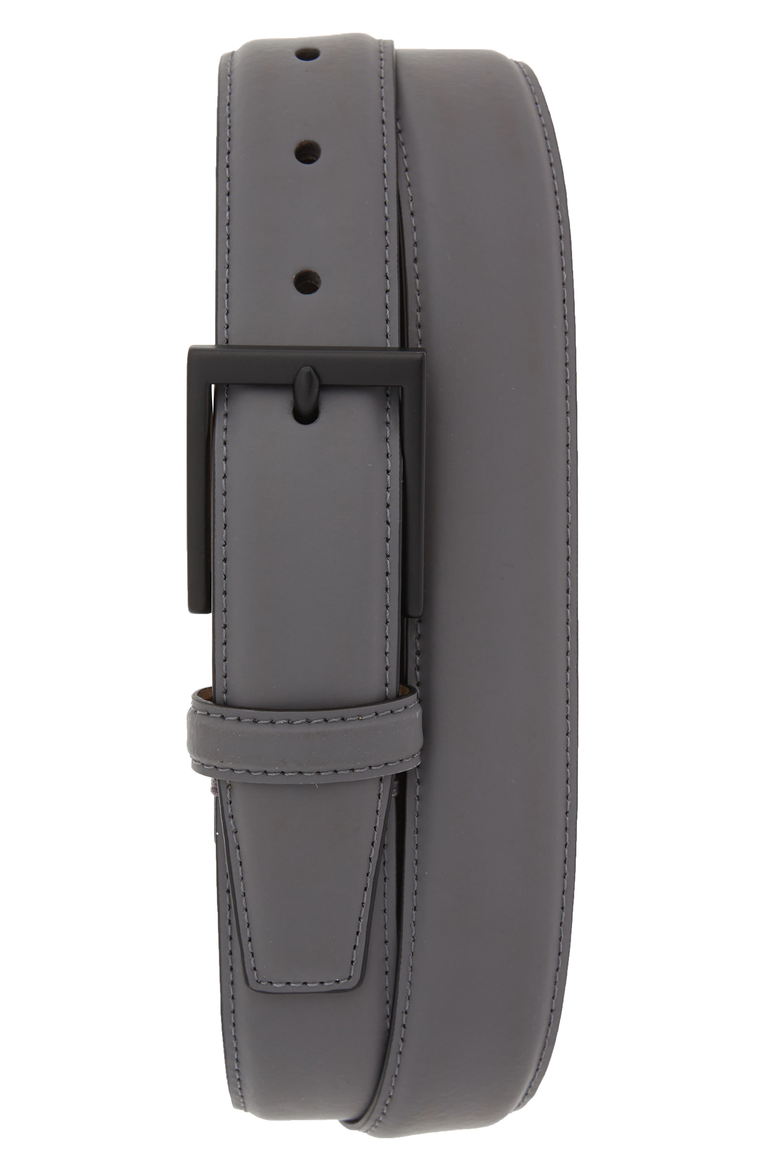 Cole Haan Rubberized Leather Belt, Grey