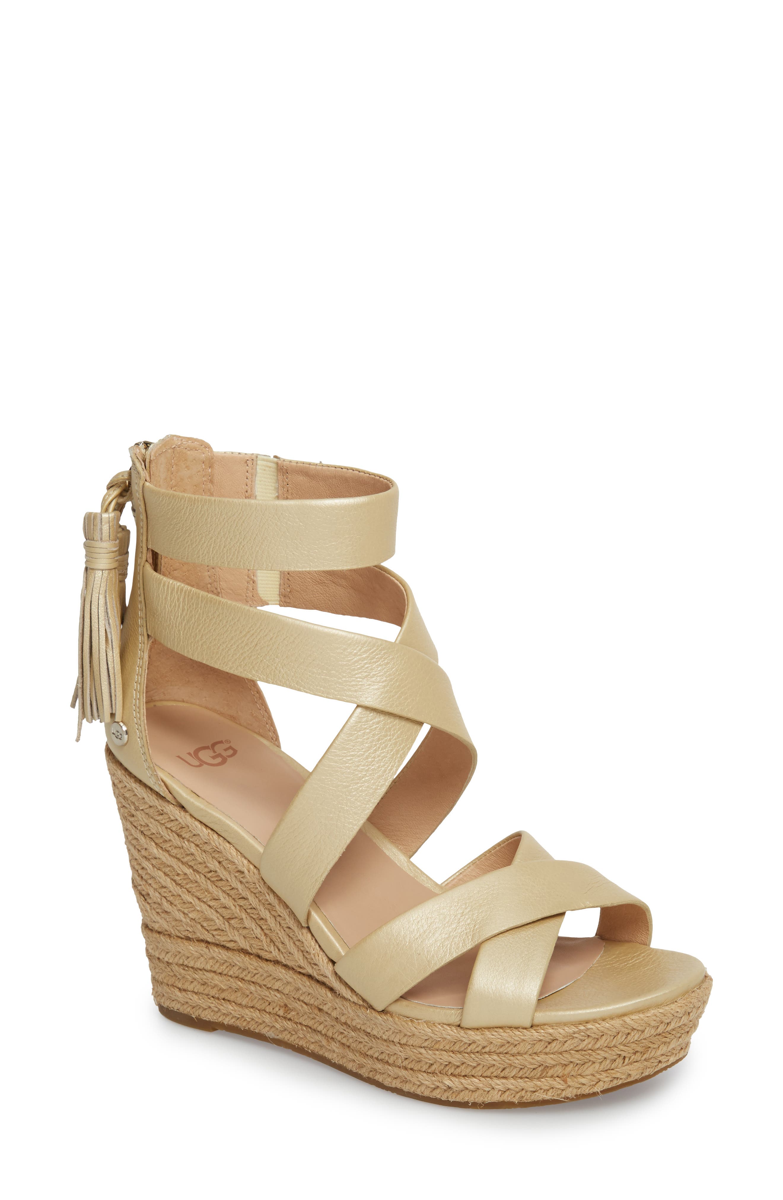 Ugg Raquel Platform Wedge Sandal, Metallic
