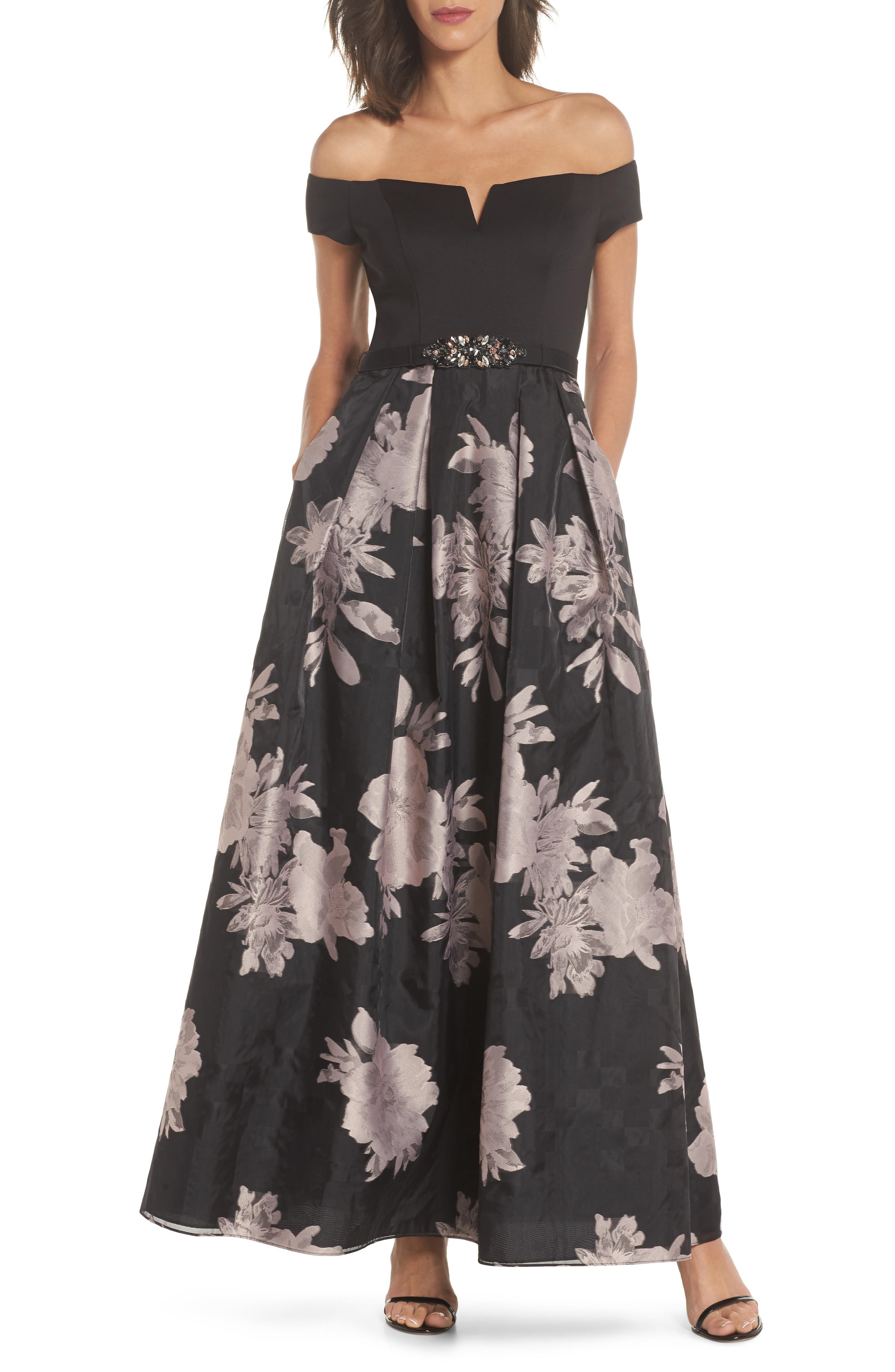 Eliza J Off The Shoulder Ballgown, Black