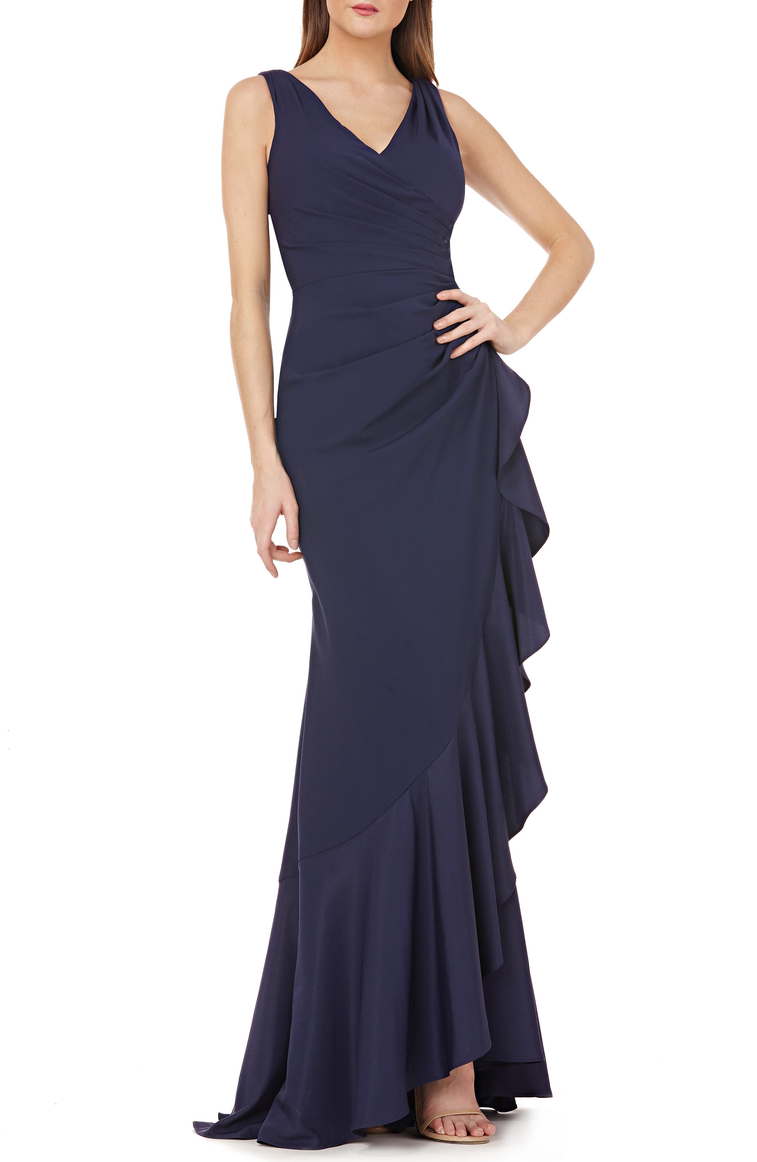 Carmen Marc Valvo Infusion Ruffle Gown