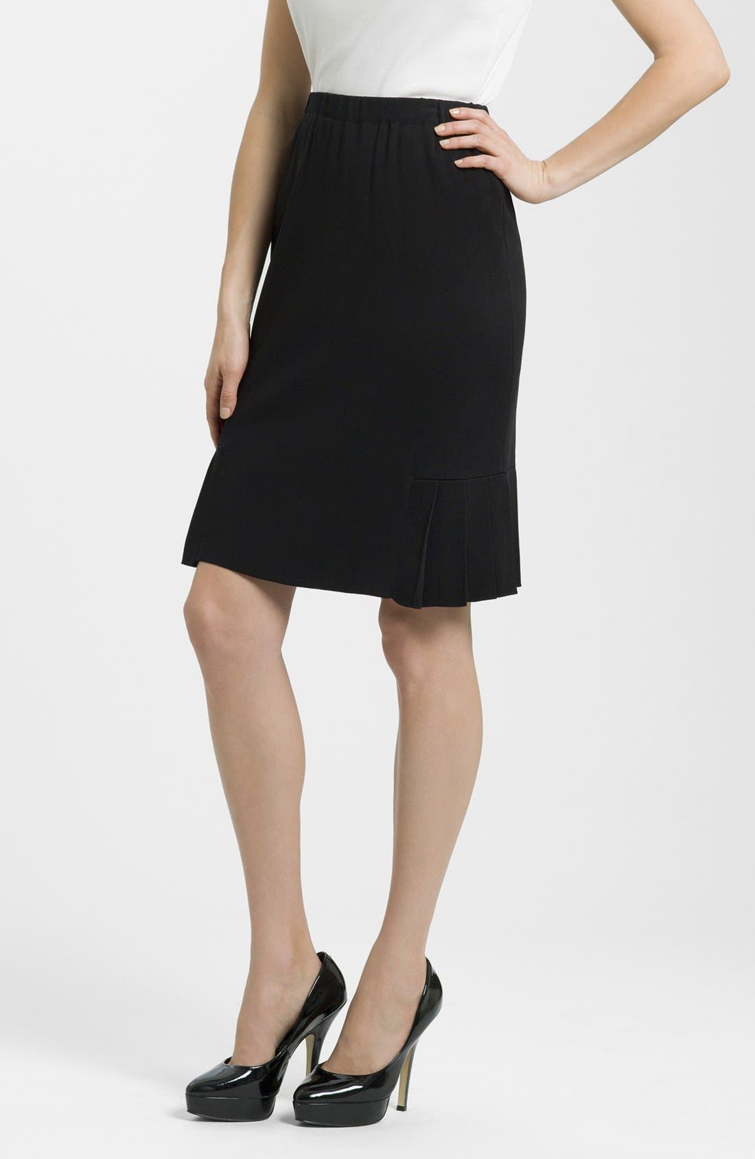 Ming Wang Side Pleat Knit Skirt