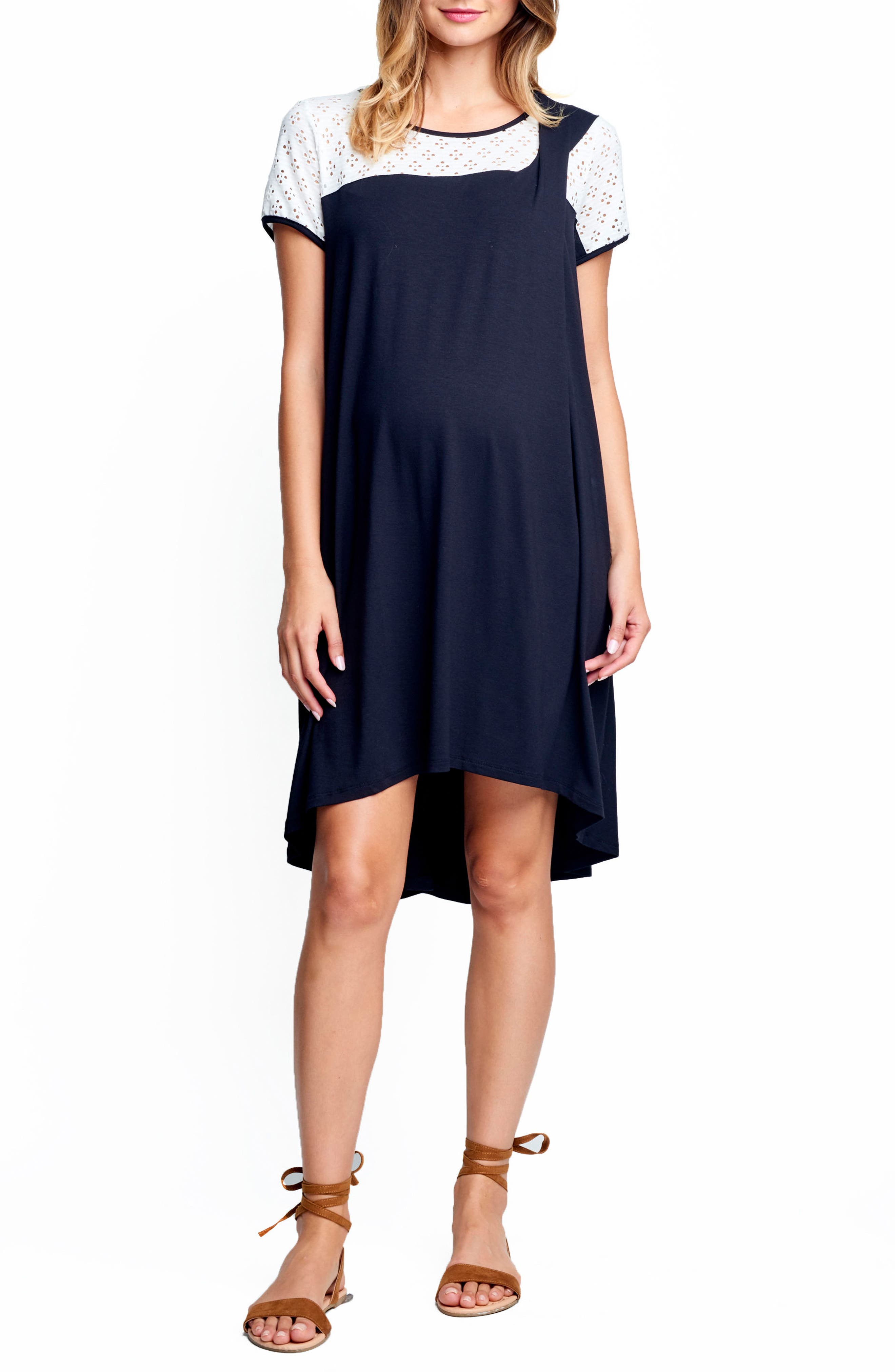 Maternal America Drape High/low Maternity Dress, White