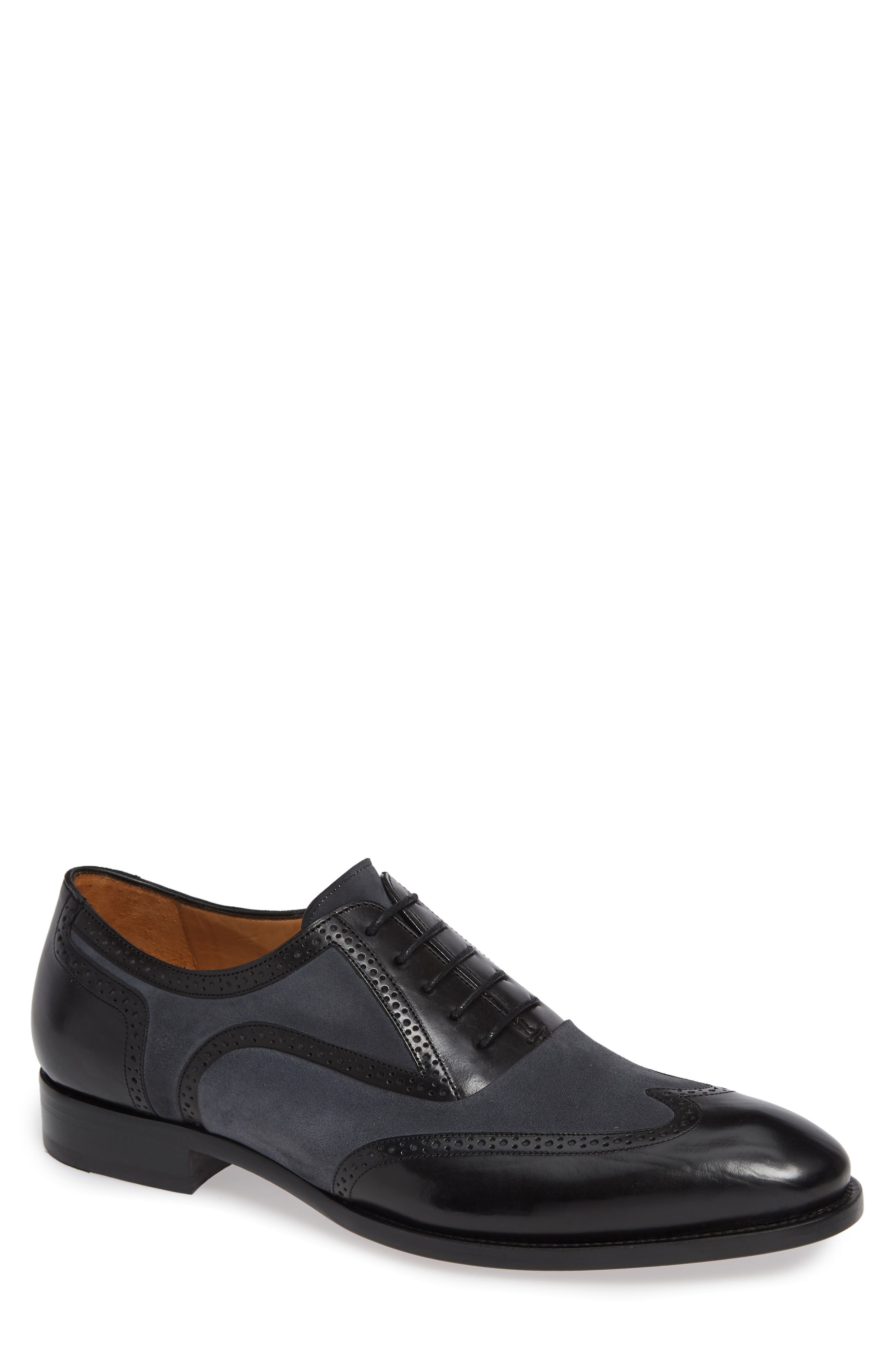 Mezlan Cantone Wing Tip Lace-Up Oxford, Black