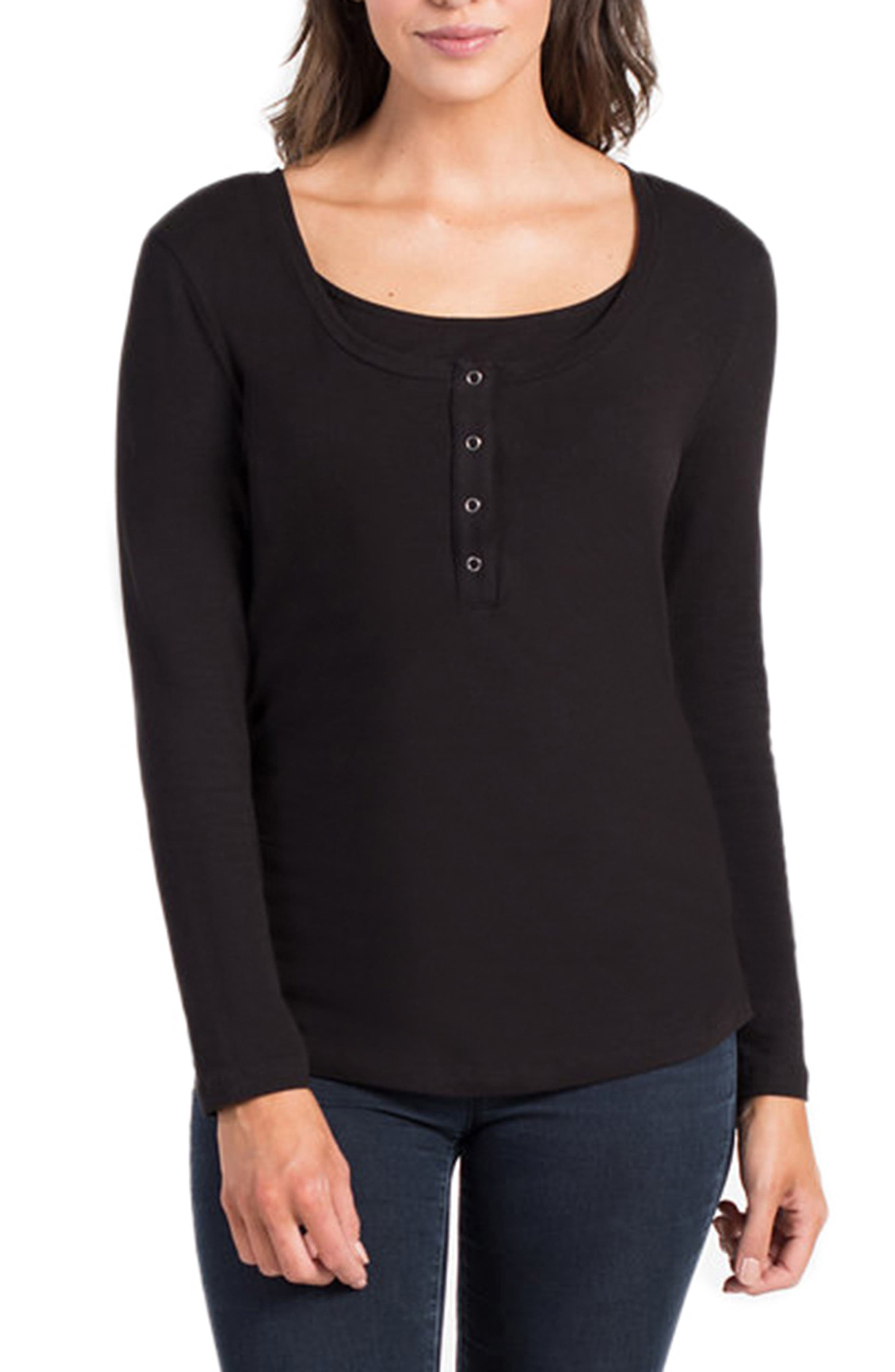 Savi Mom Avery Scoop Neck Maternity/nursing Tee, Black