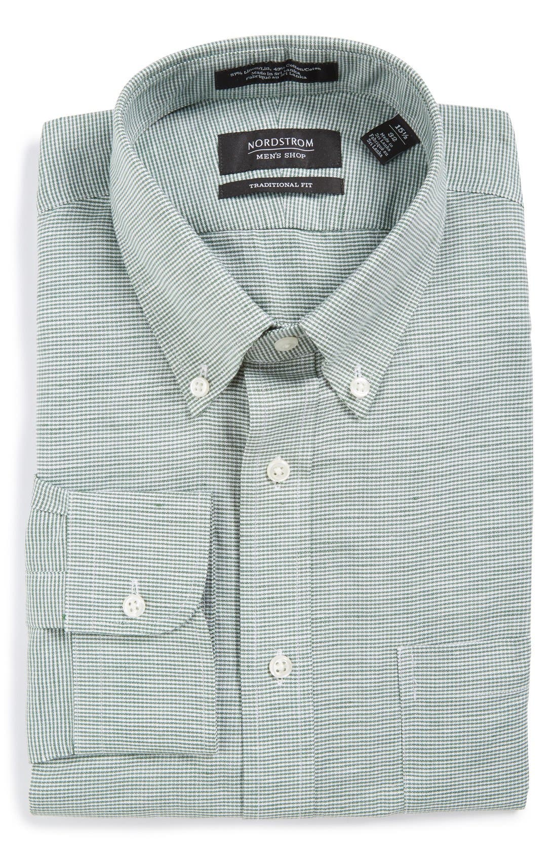 Nordstrom Men's Shop Traditional Fit Houndstooth Linen & Cotton Dress