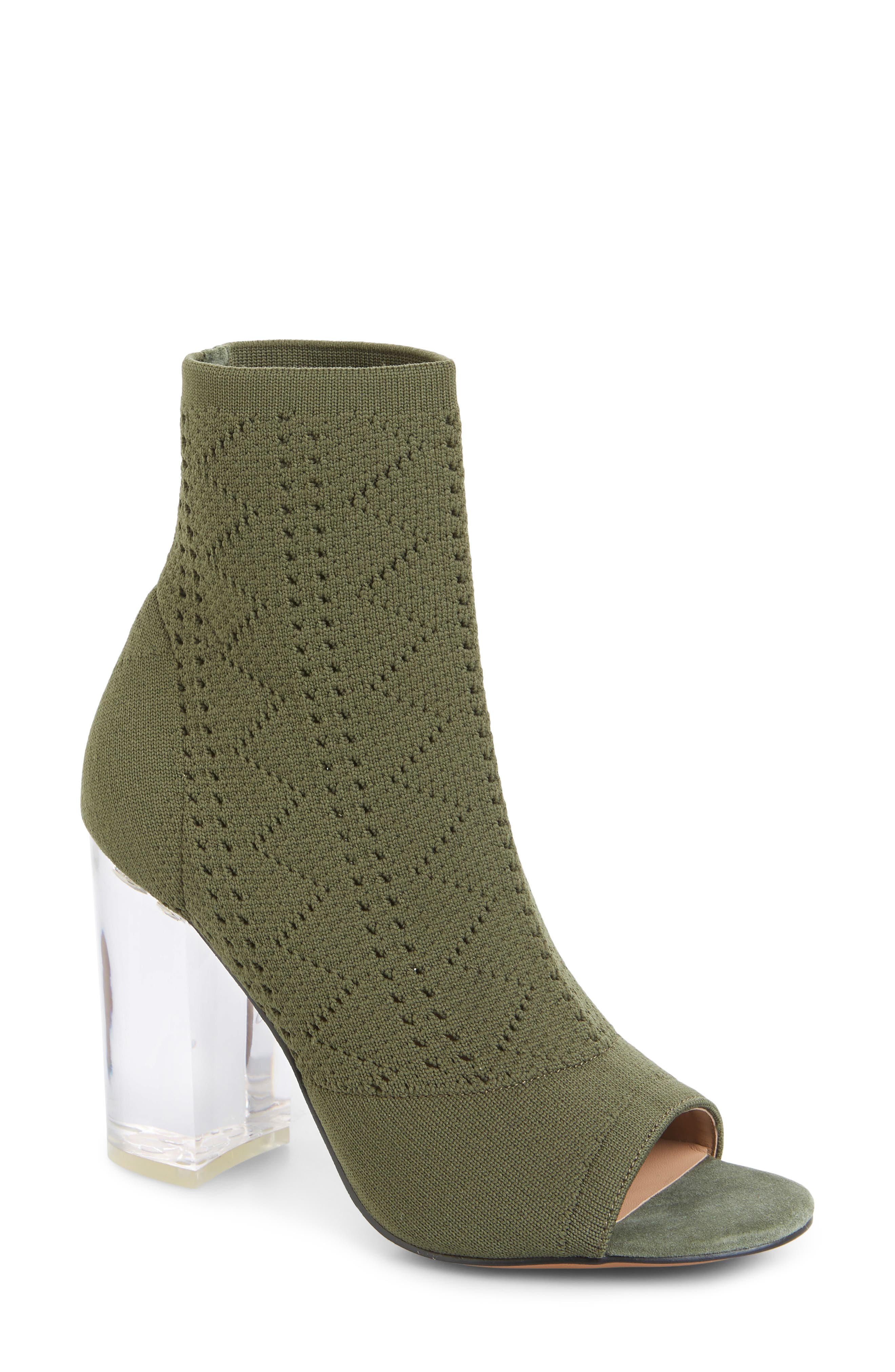 Linea Paolo Hollis Peep Toe Sock Bootie- Green
