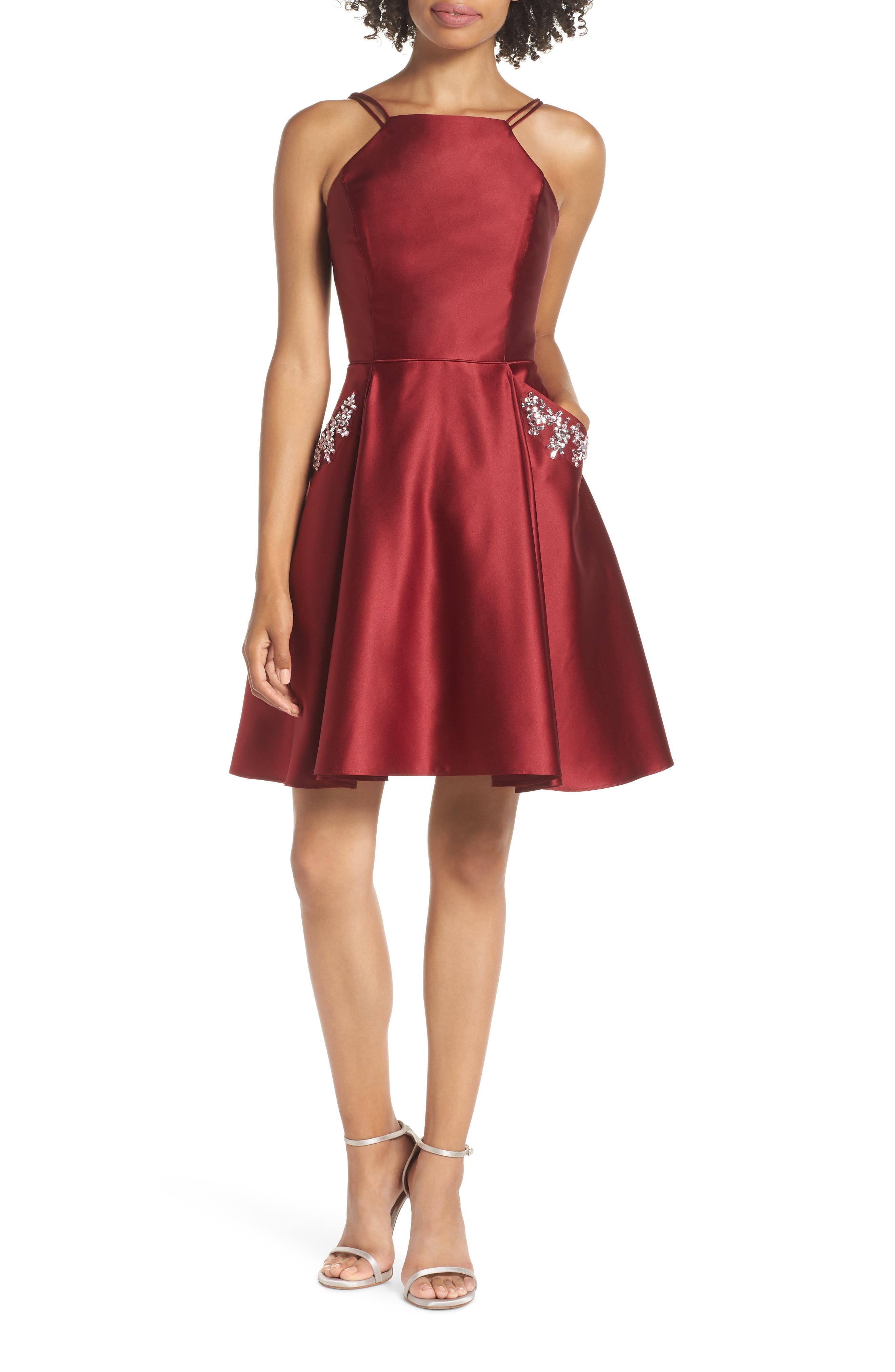 Blondie Nites Satin Halter Neck Party Dress