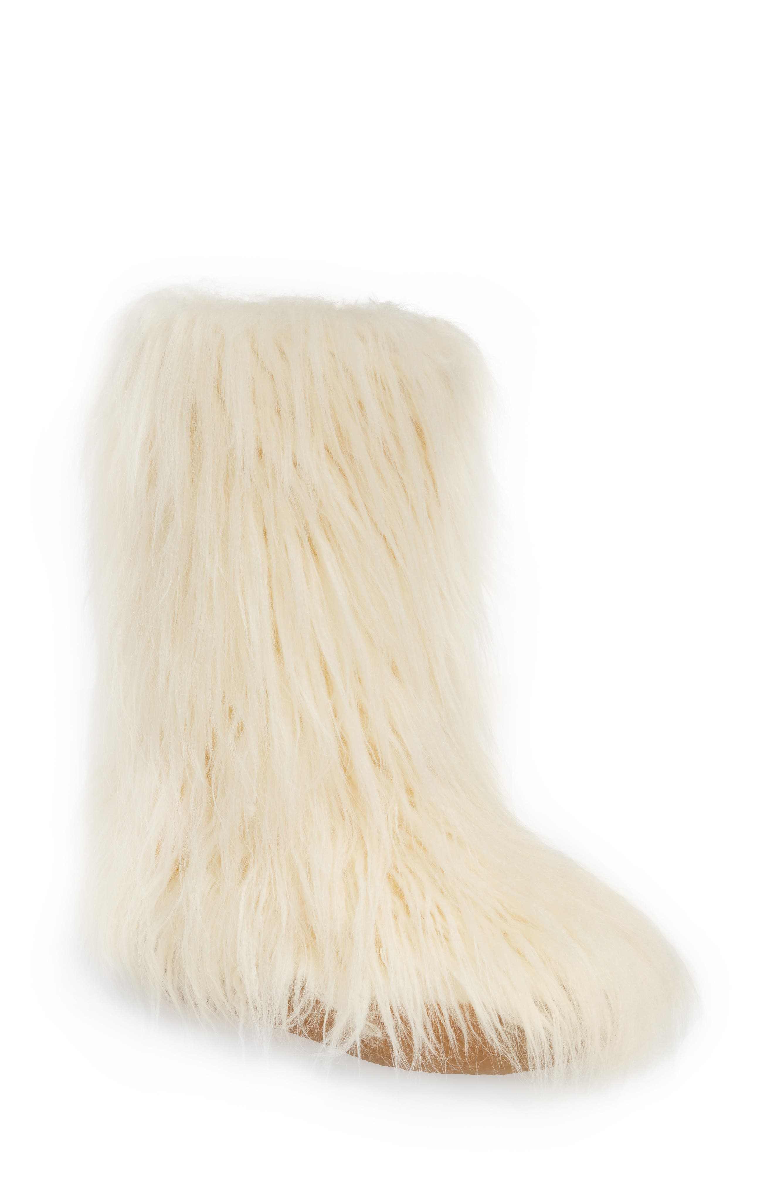 Jeffrey Campbell Faux Fur Bootie- Ivory