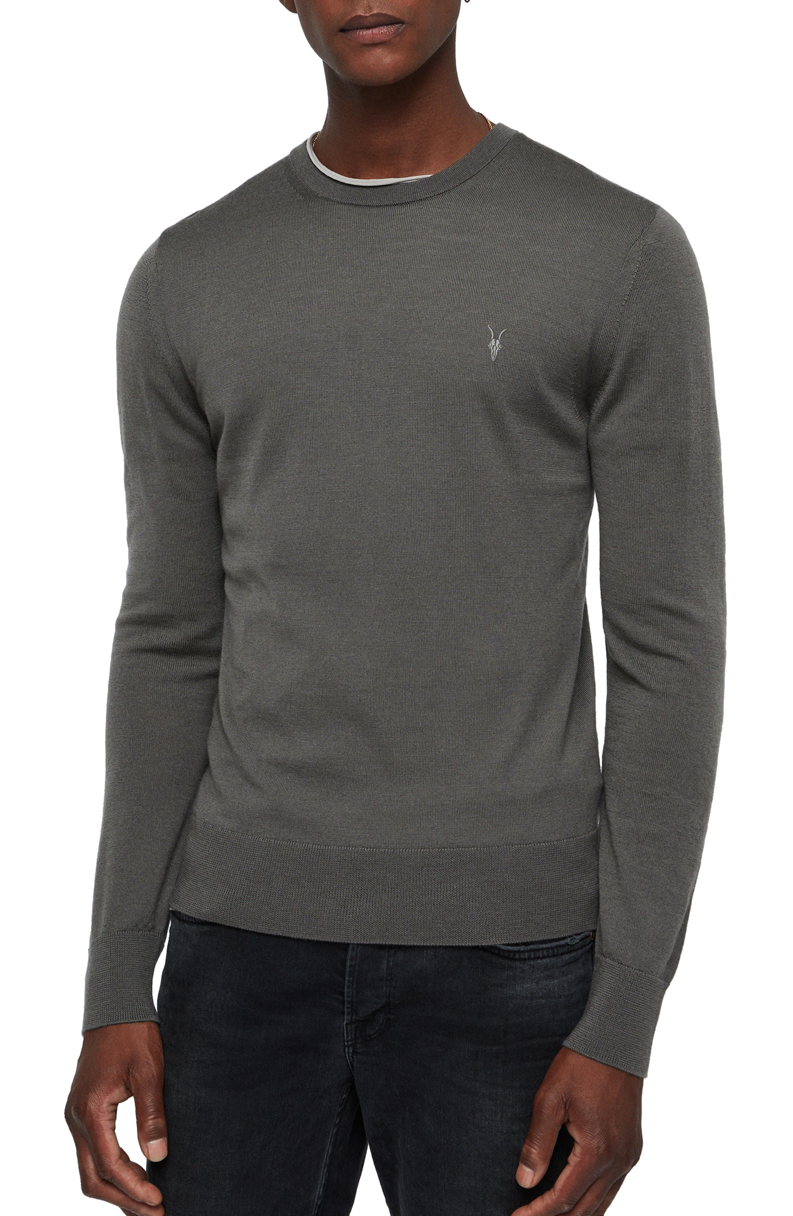 Allsaints Mode Slim Fit Merino Wool Sweater, Grey