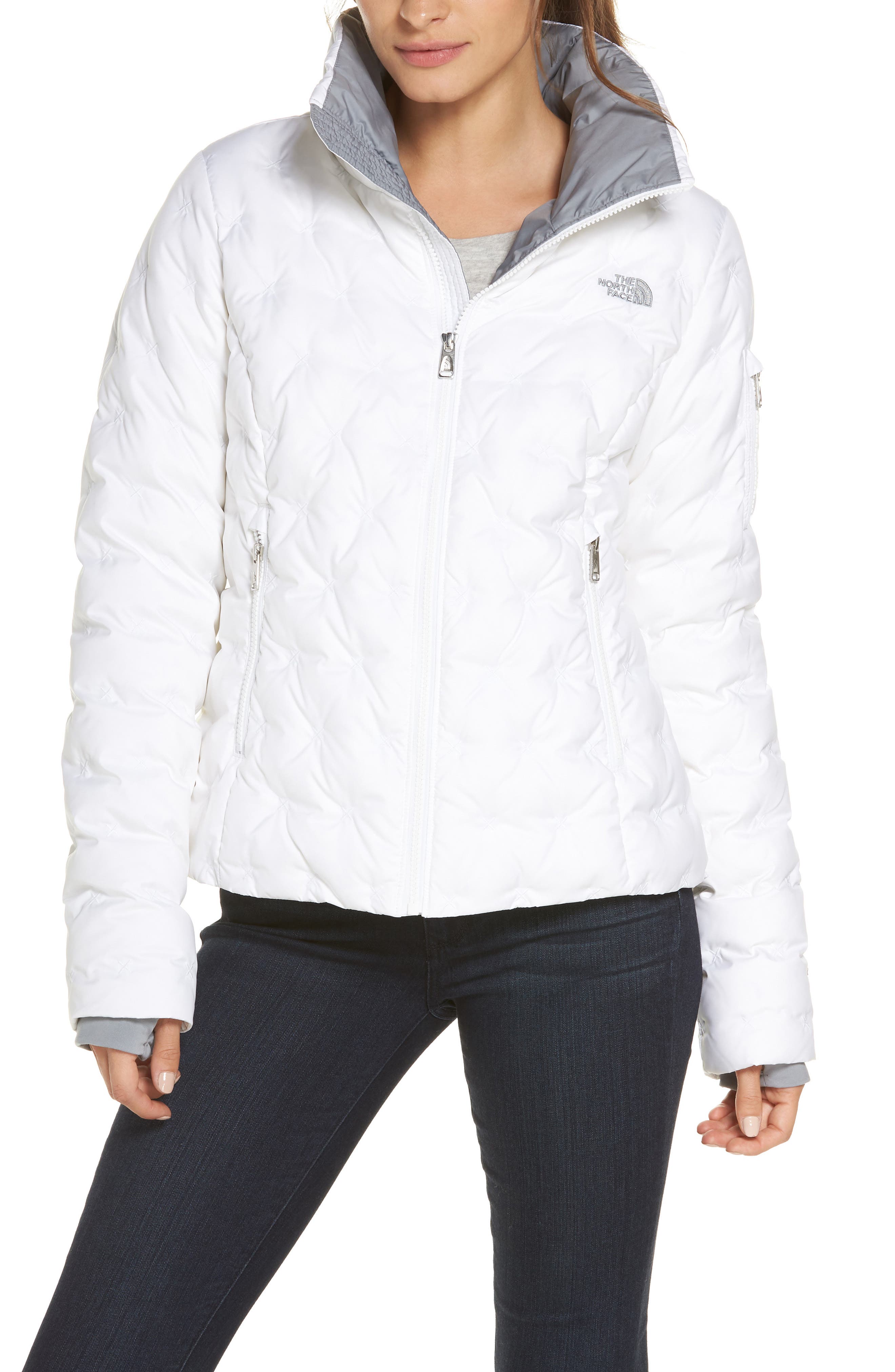 The North Face Holladown Water Repellent 550-Fill Power Down Crop Jacket, White