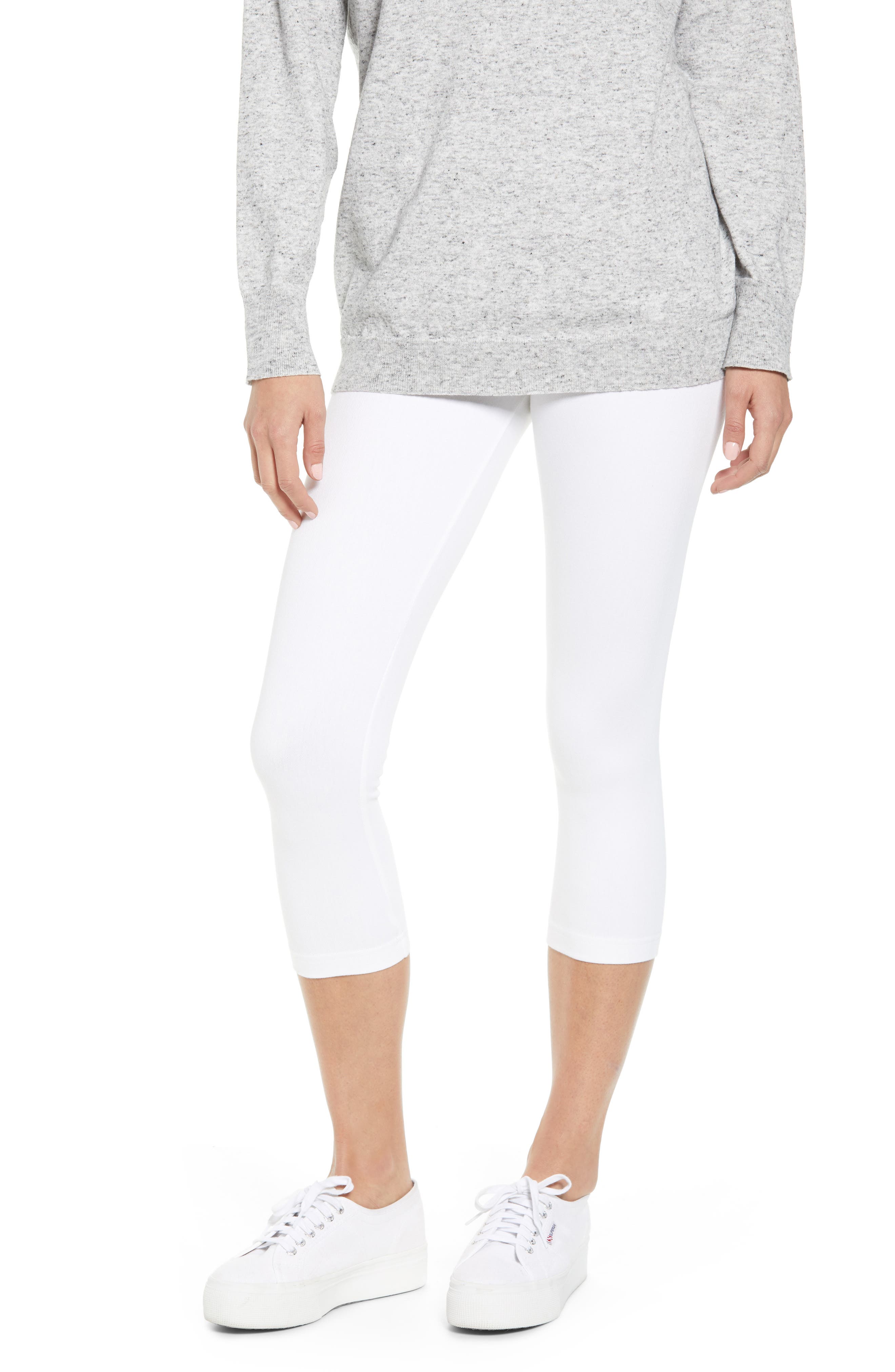Lysse Denim Capri Leggings, White