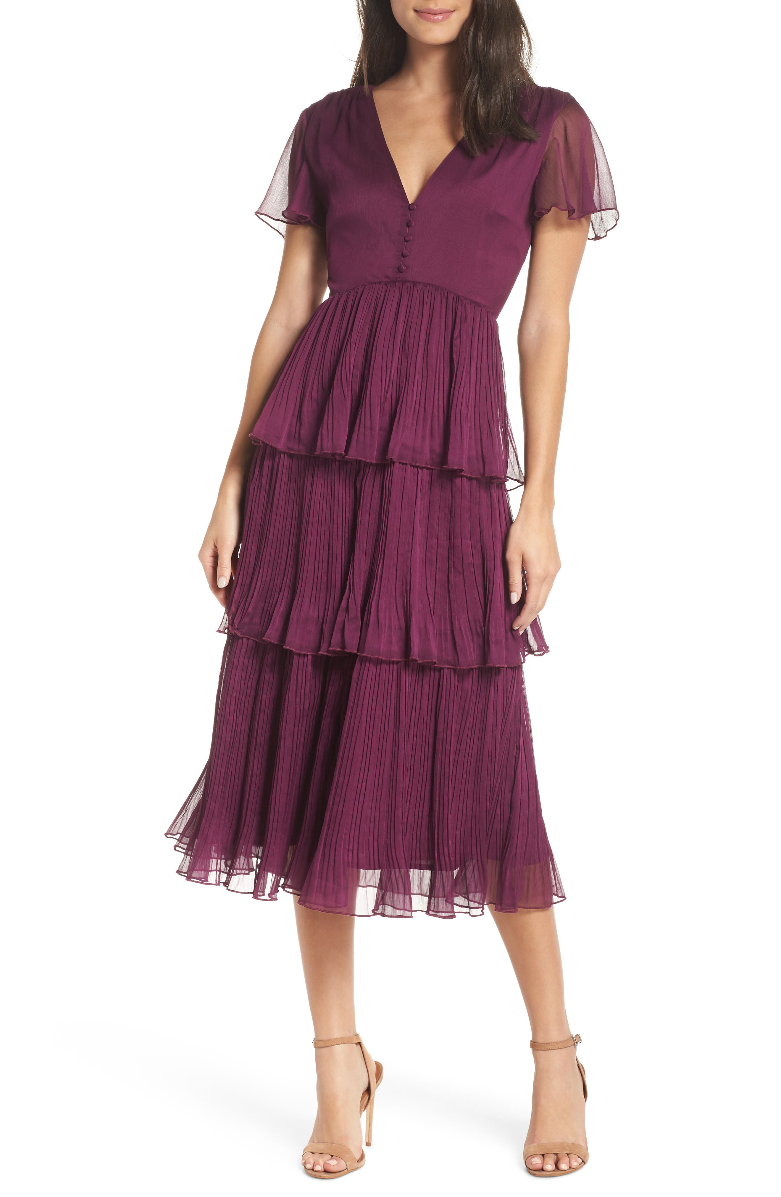 Chelsea28 Tiered Skirt Midi Dress
