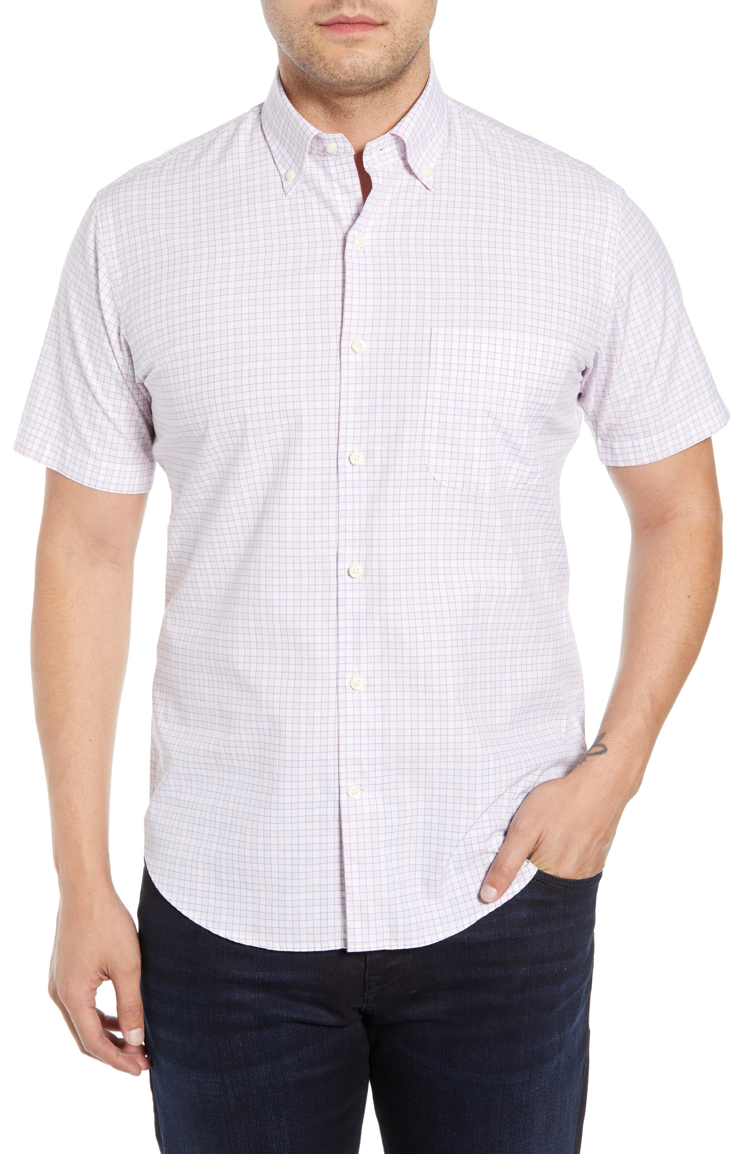 Peter Millar Florence Regular Fit Short Sleeve Sport Shirt, Pink
