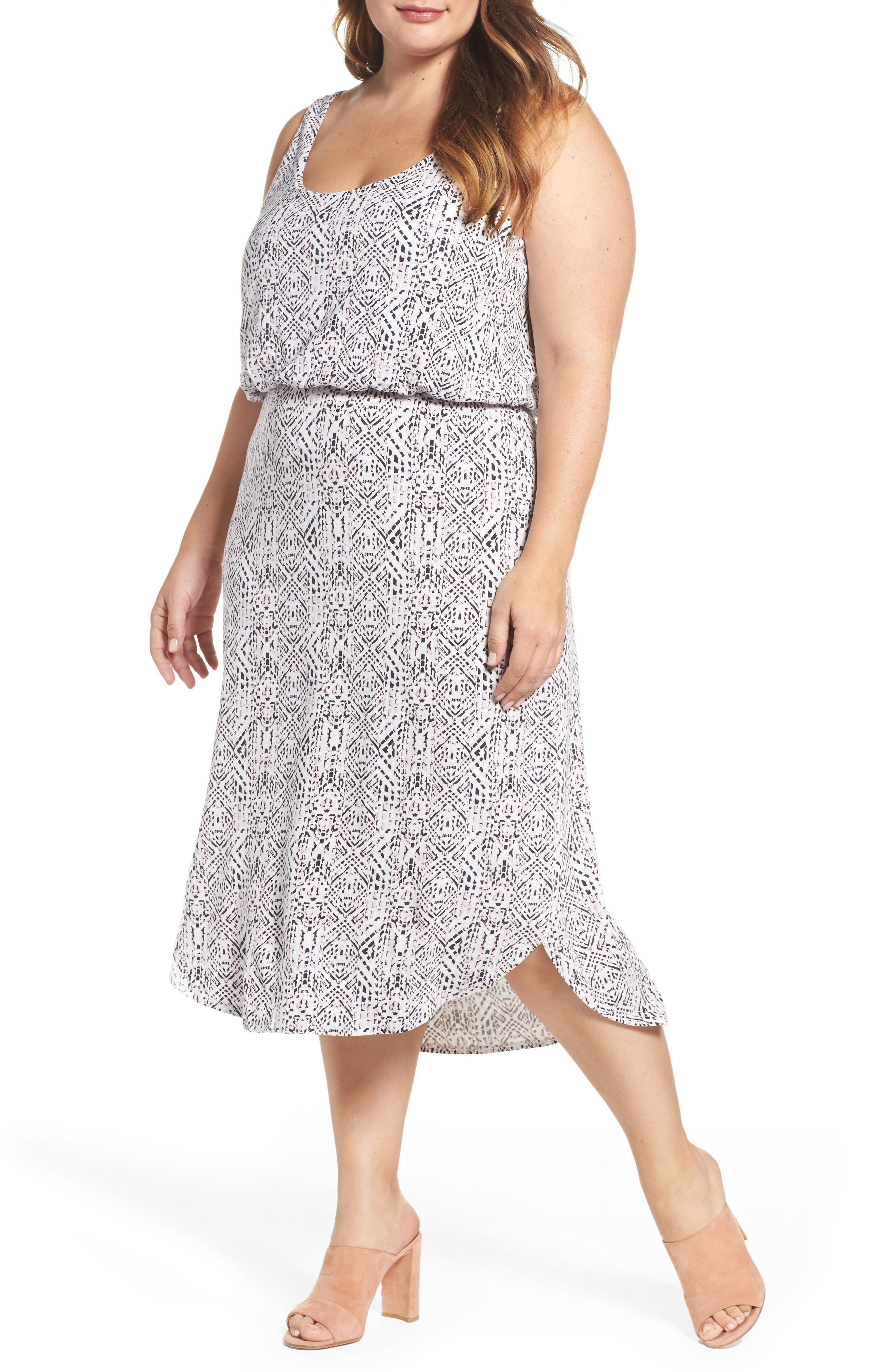 Plus Size Tart Soraya Print Jersey Midi Dress, Blue