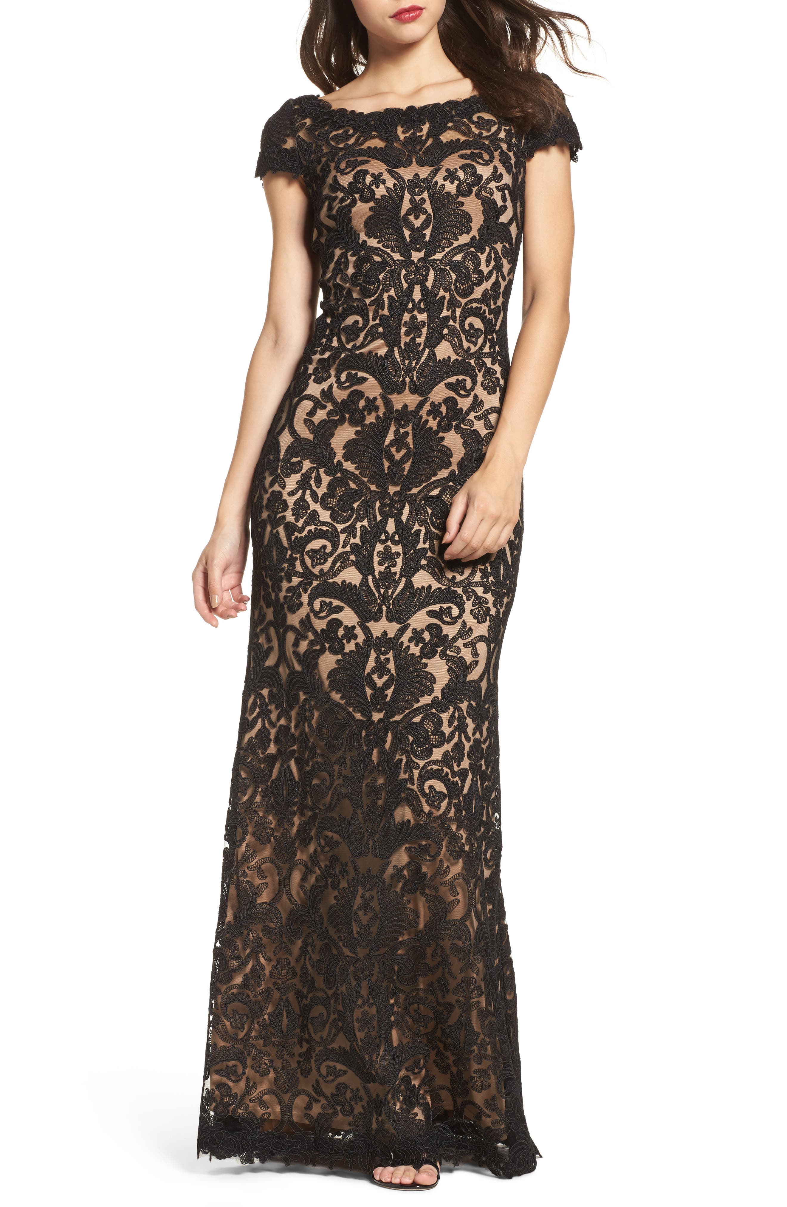 Tadashi Shoji Illusion Yoke Gown (Regular & Petite) Nordstrom