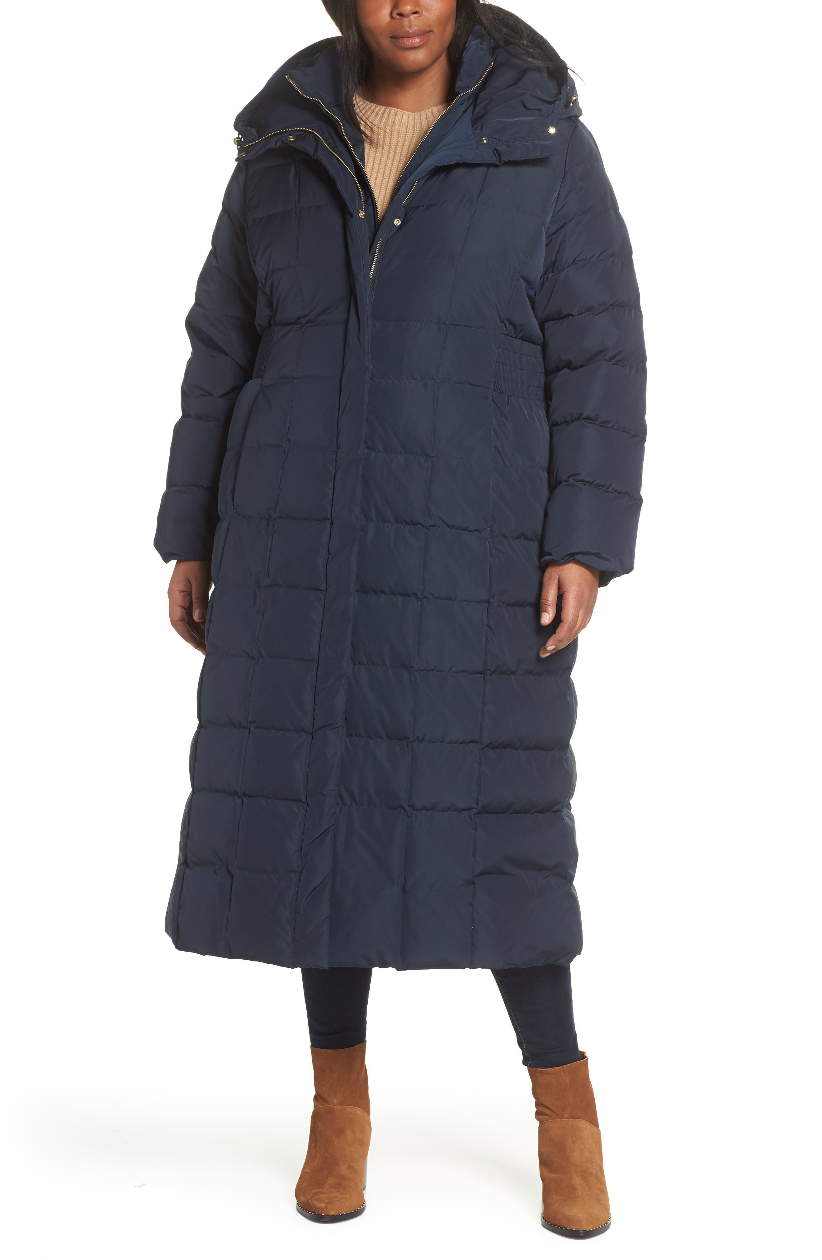 Plus Size Cole Haan Signature Quilted Coat With Inner Bib