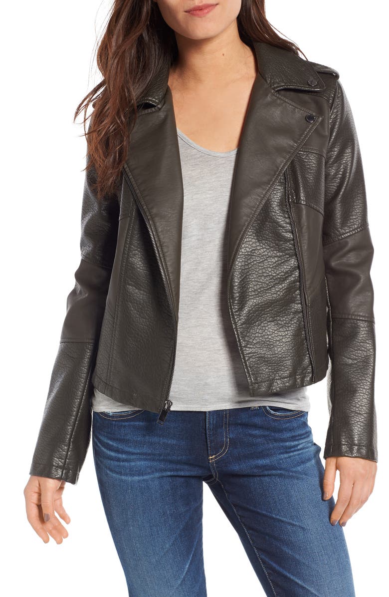 French Connection Mix Texture Faux Leather Moto Jacket Nordstrom French Connection Mix Texture Faux Leather Moto Jacket Main Color 303