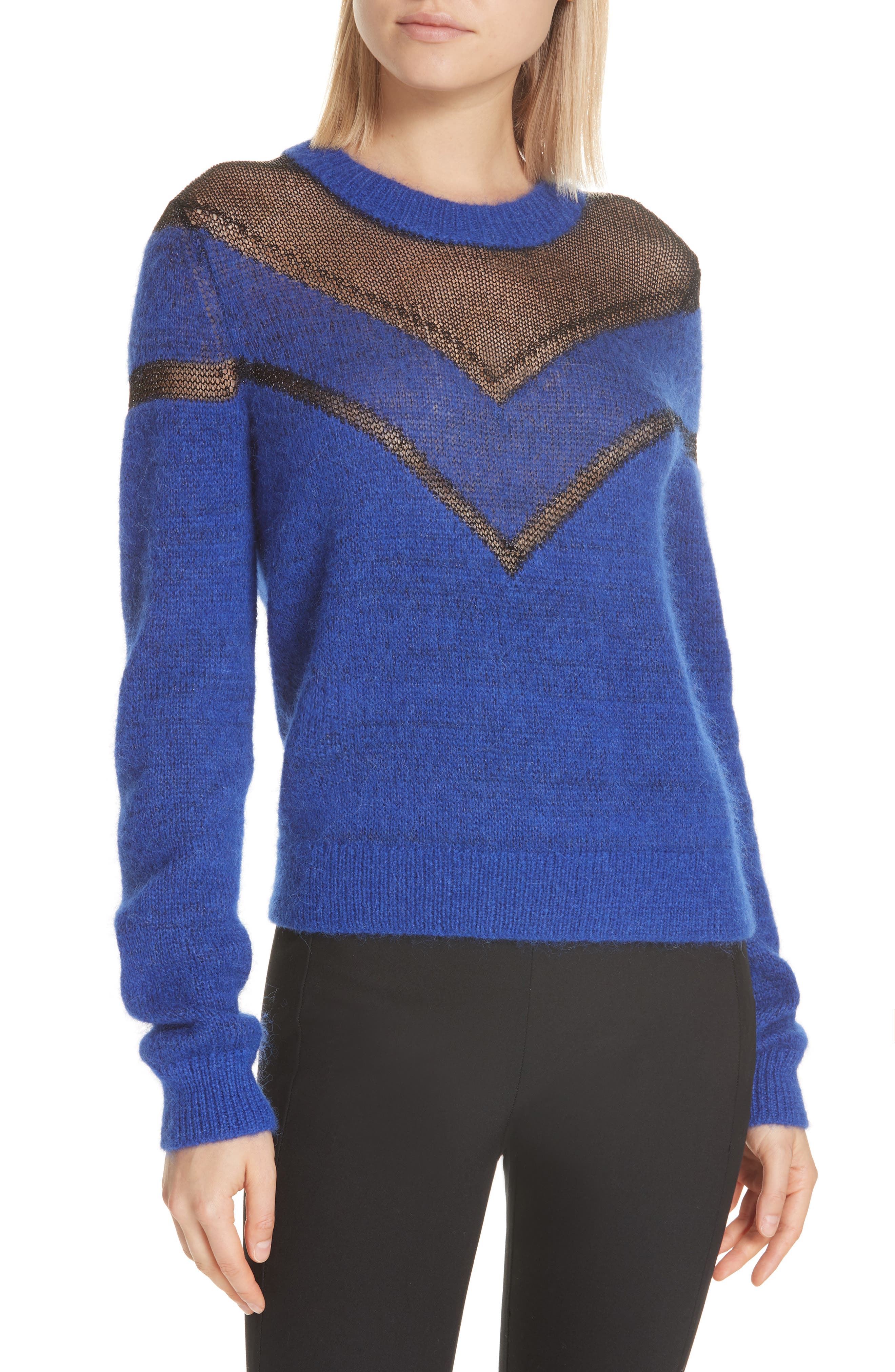 Rag & Bone Sheer Chevron Sweater, Blue