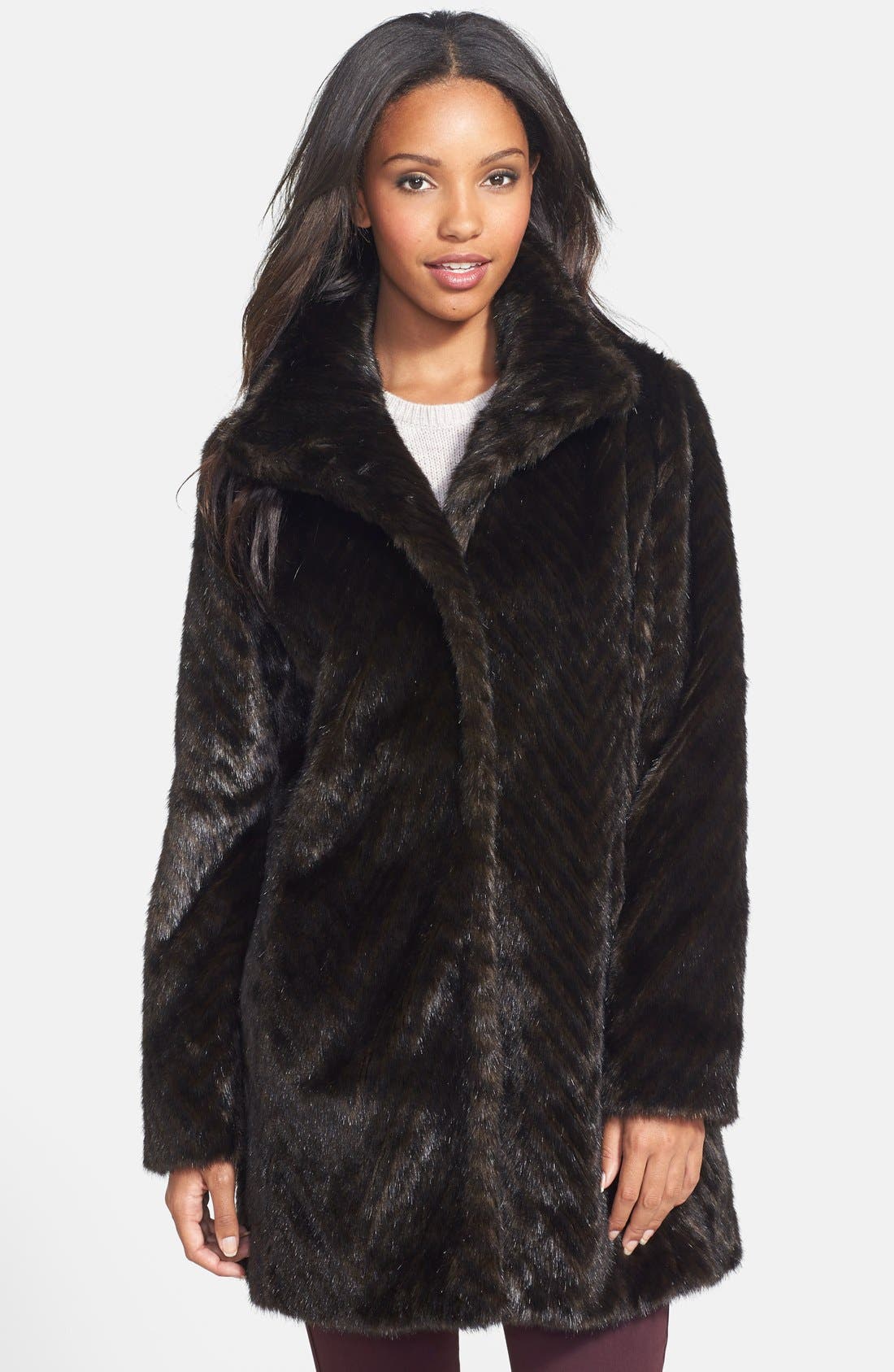 Ellen Tracy Faux Fur ALine Coat Nordstrom