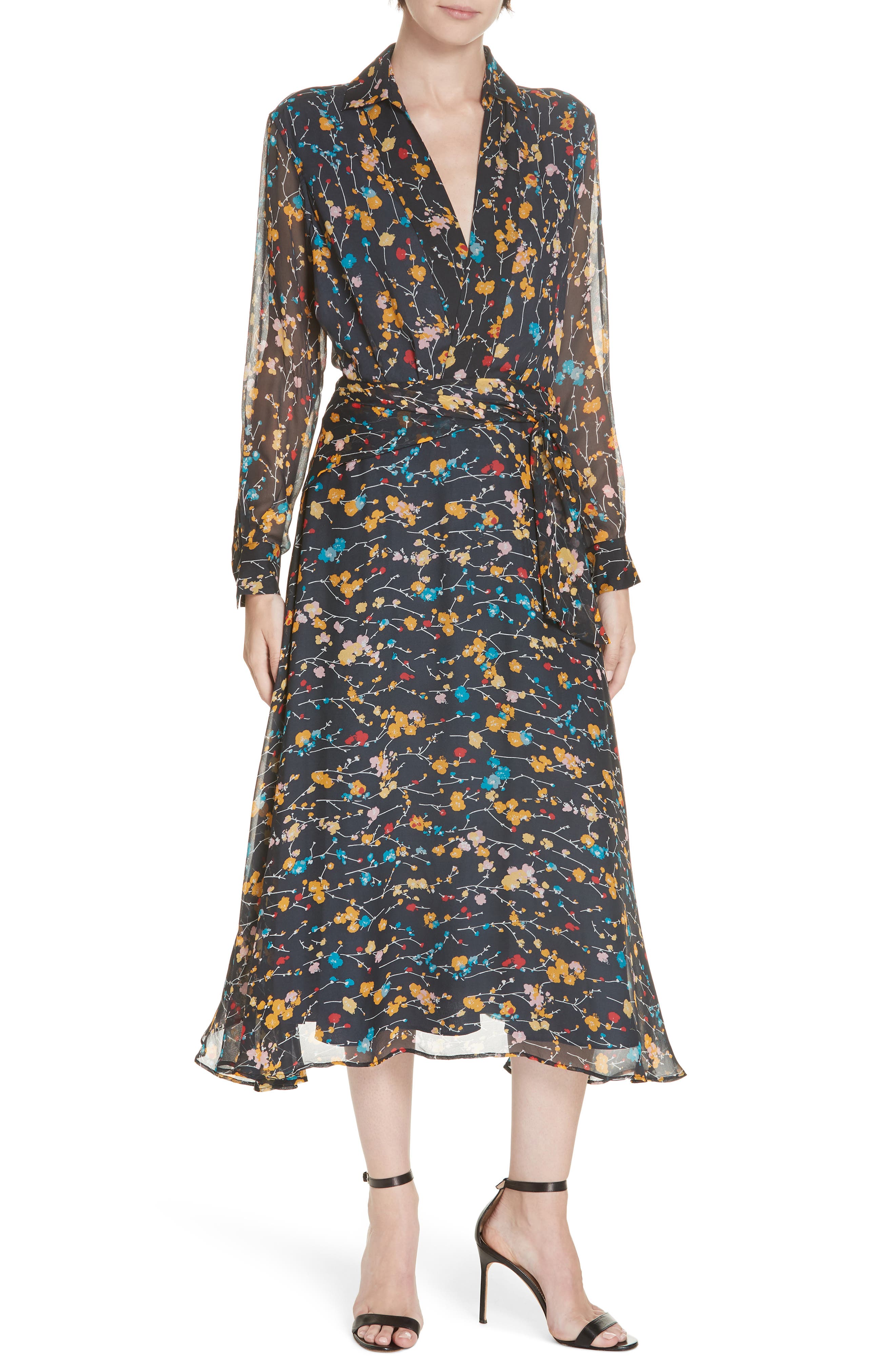 Equipment Vivienne Silk Midi Dress, Blue