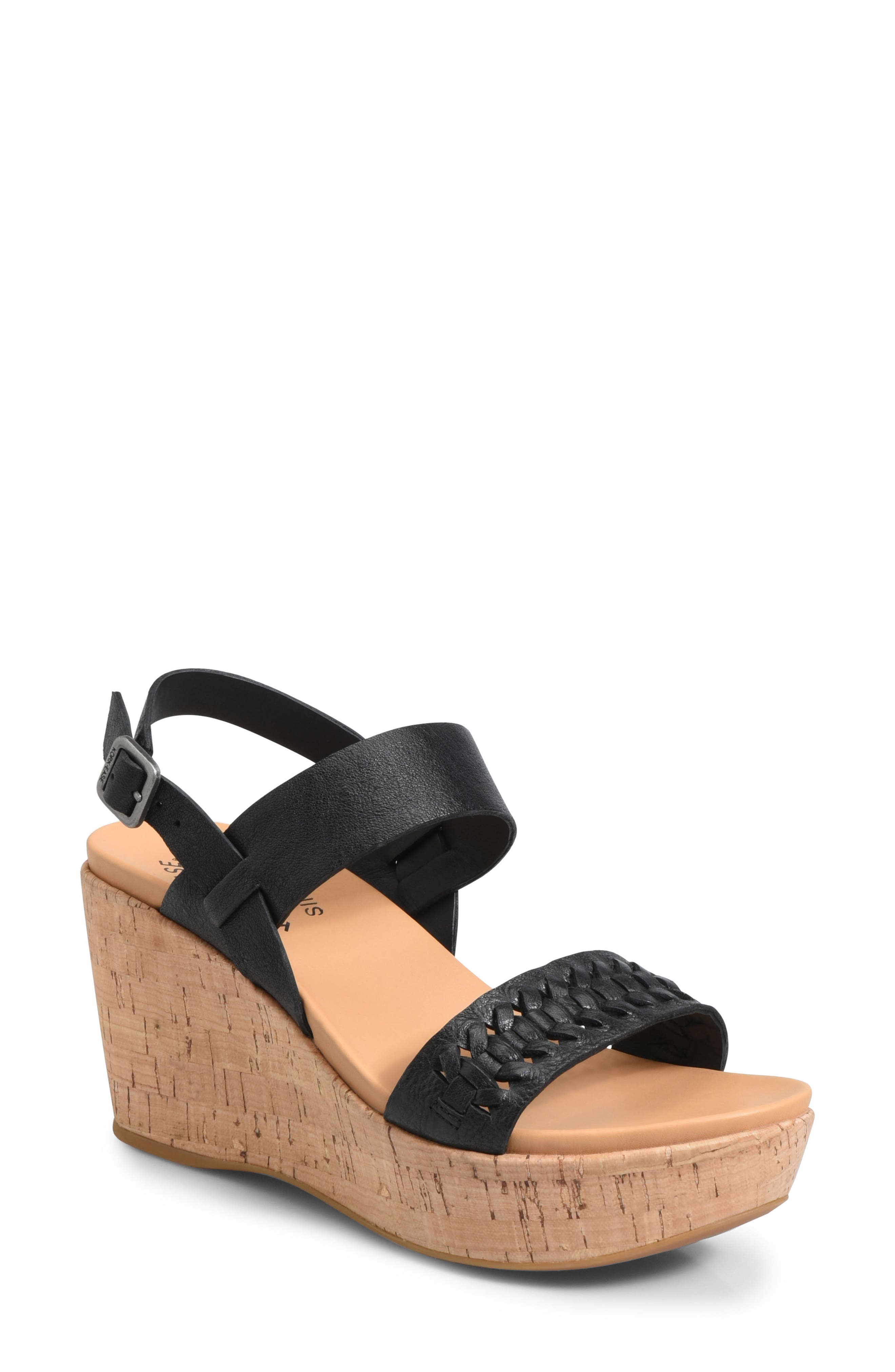 Kork-Ease Austin Braid Wedge Sandal, Black