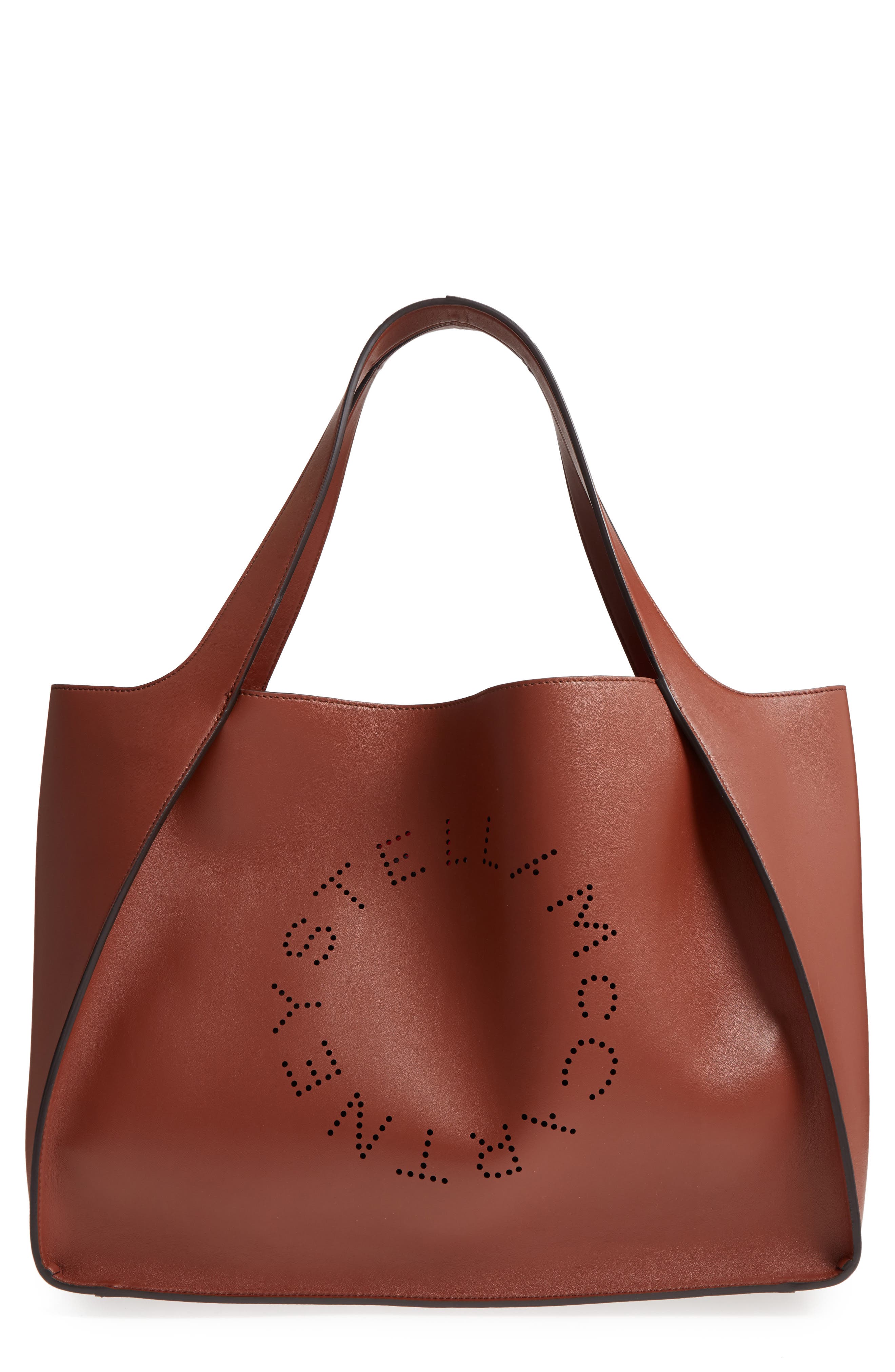 Stella Mccartney Medium Perforated Logo Faux Leather Tote - Brown