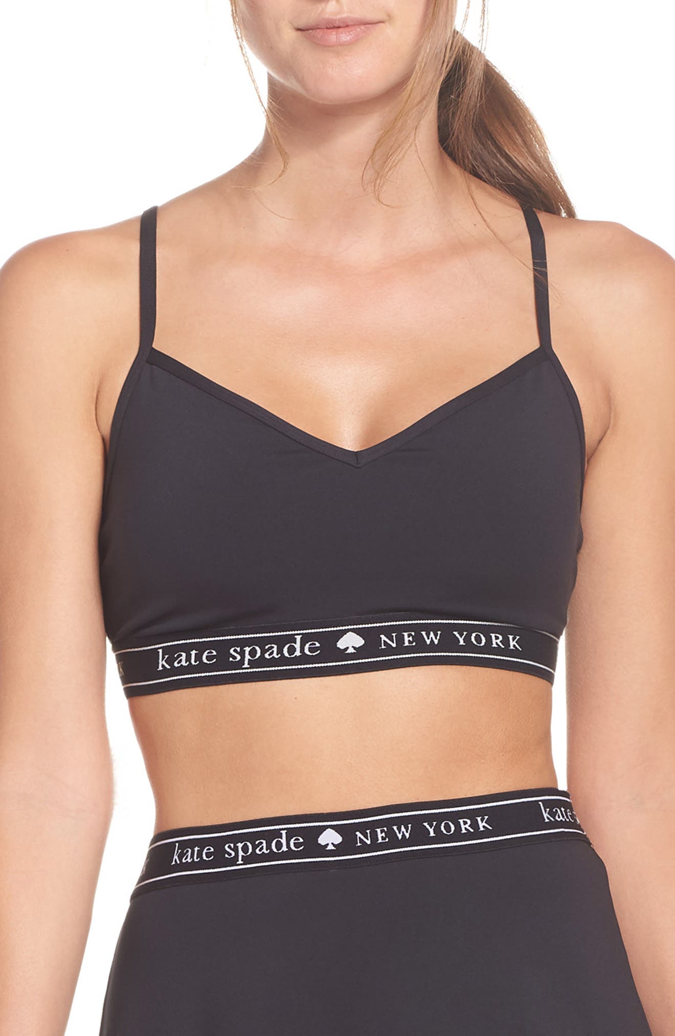 Kate Spade New York Logo Sports Bra, Black