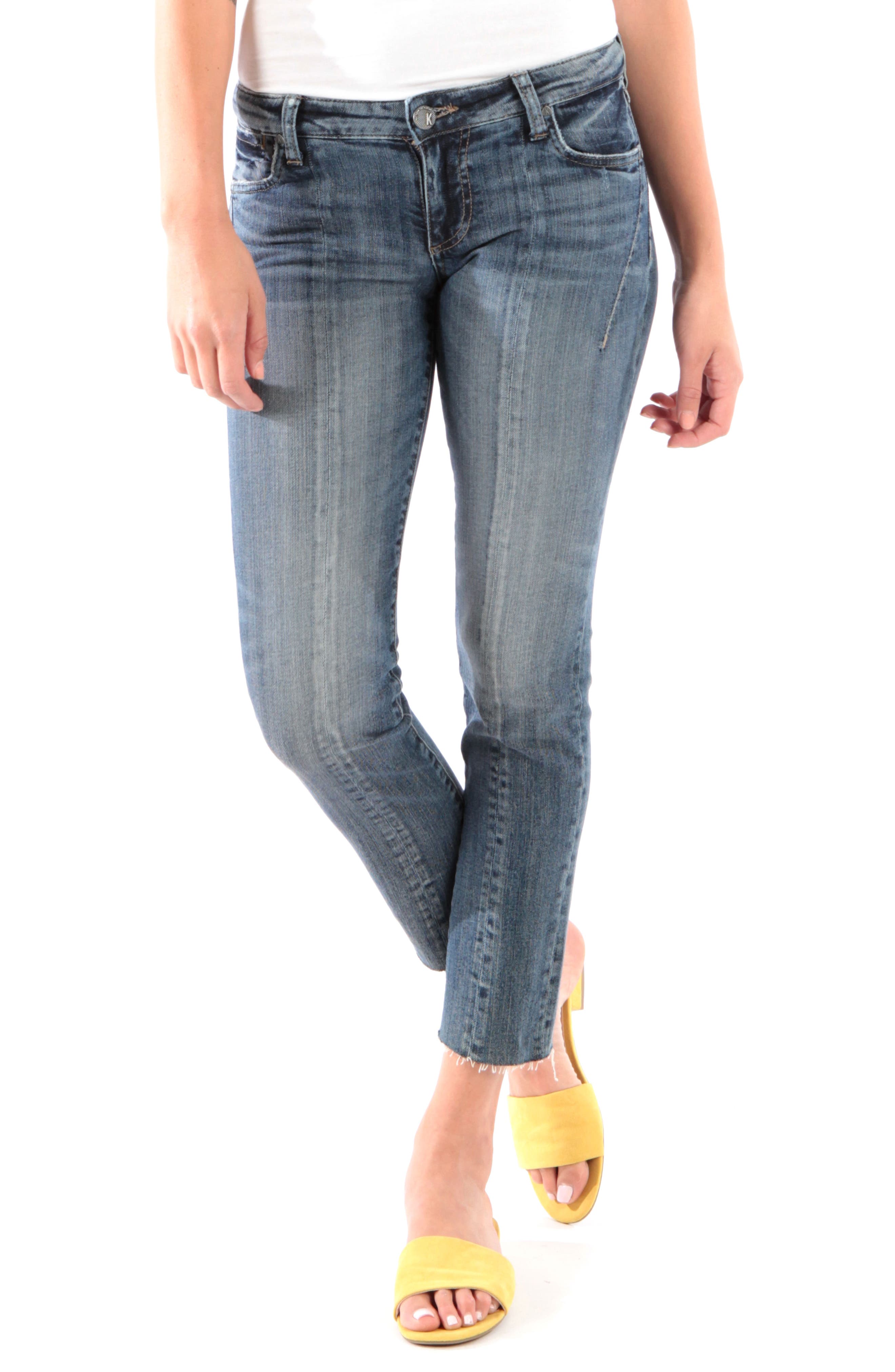 Kut From The Kloth Catherine Raw Hem Ankle Straight Leg Jeans, Blue