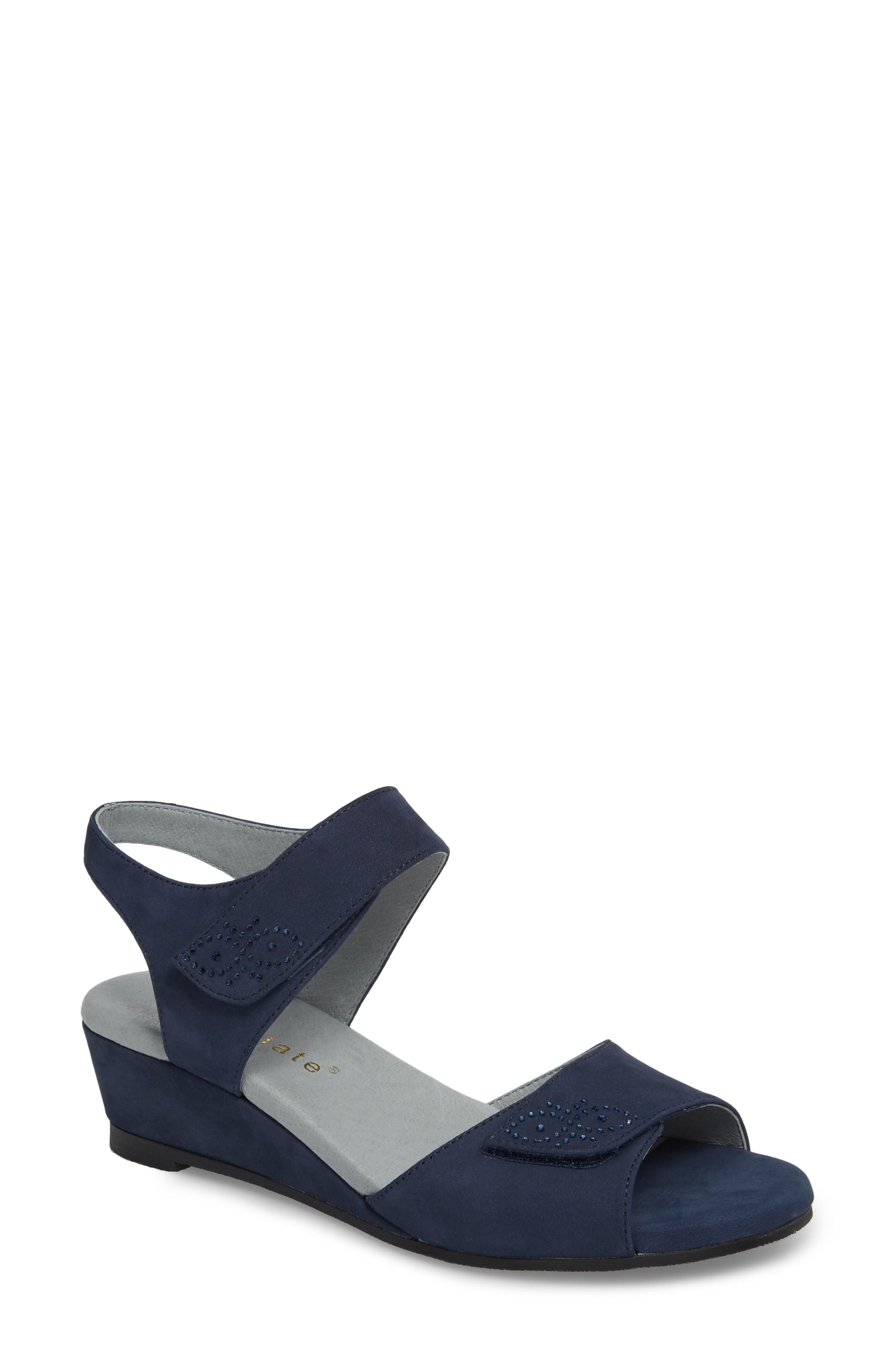 David Tate Queen Embellished Wedge Sandal, Blue
