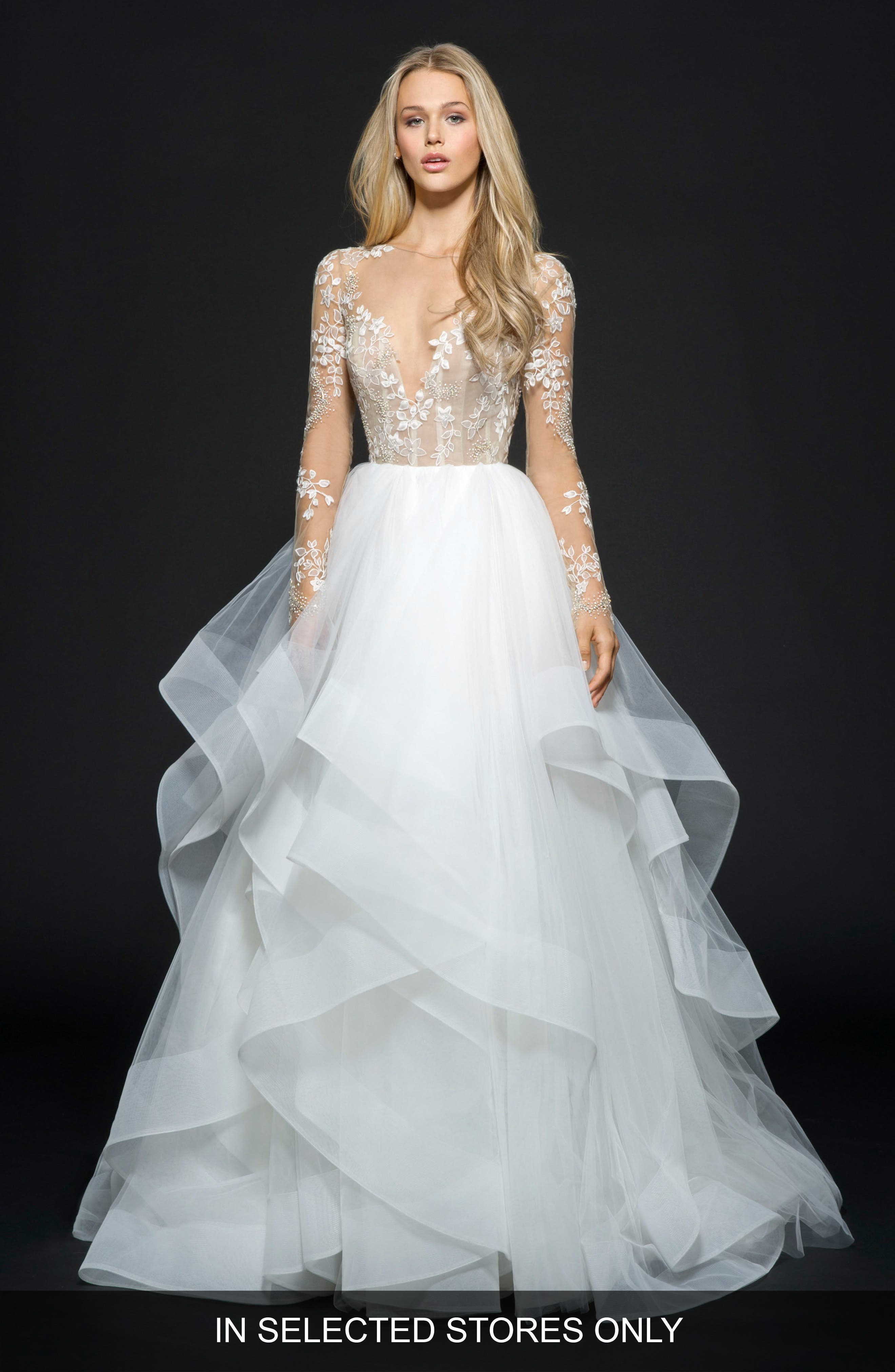 Hayley Paige Lorelei Embroidered Tulle Ballgown, Size IN STORE ONLY - Ivory