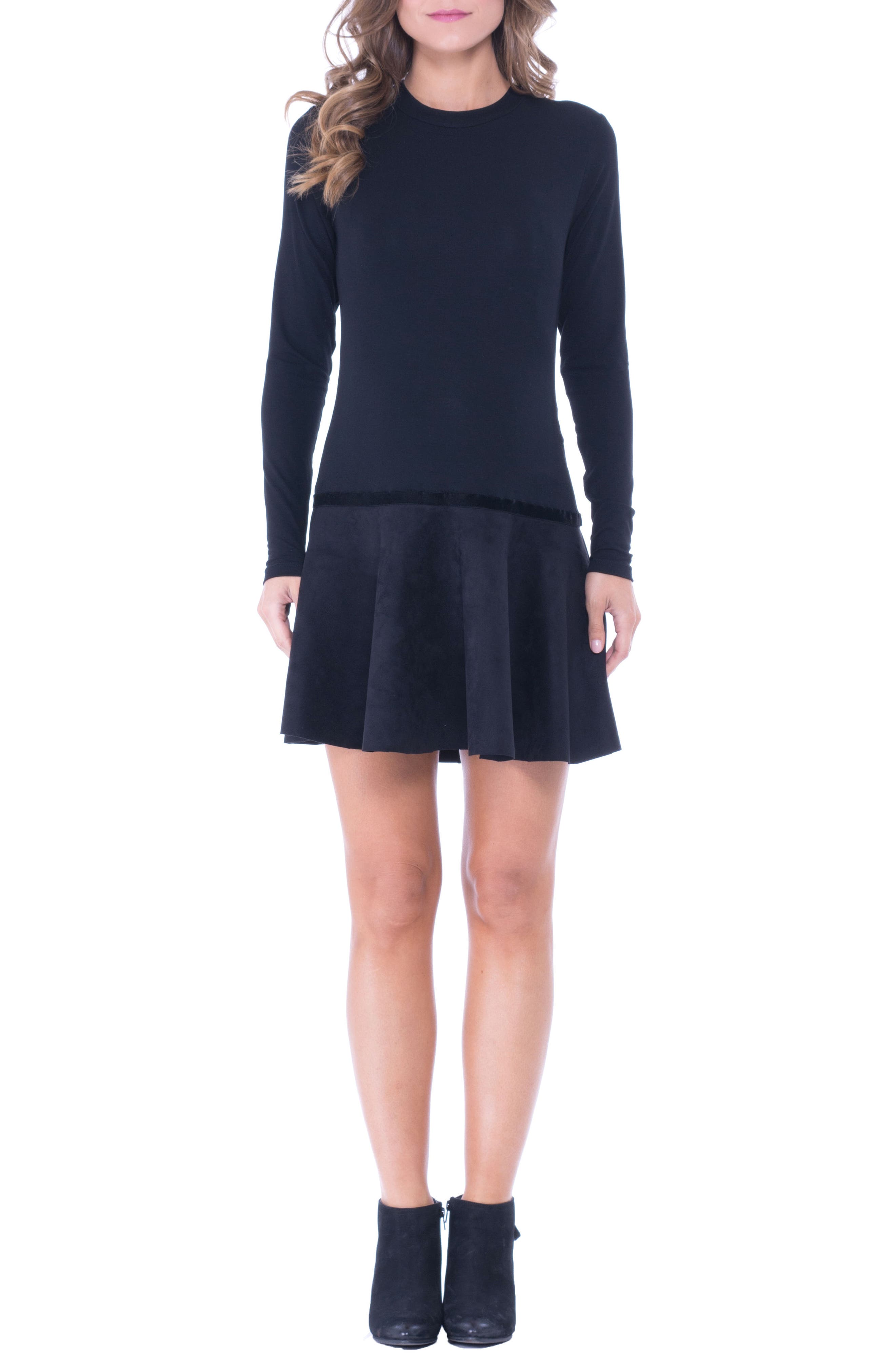 Olian Faux Suede Skirt Maternity Skater Dress